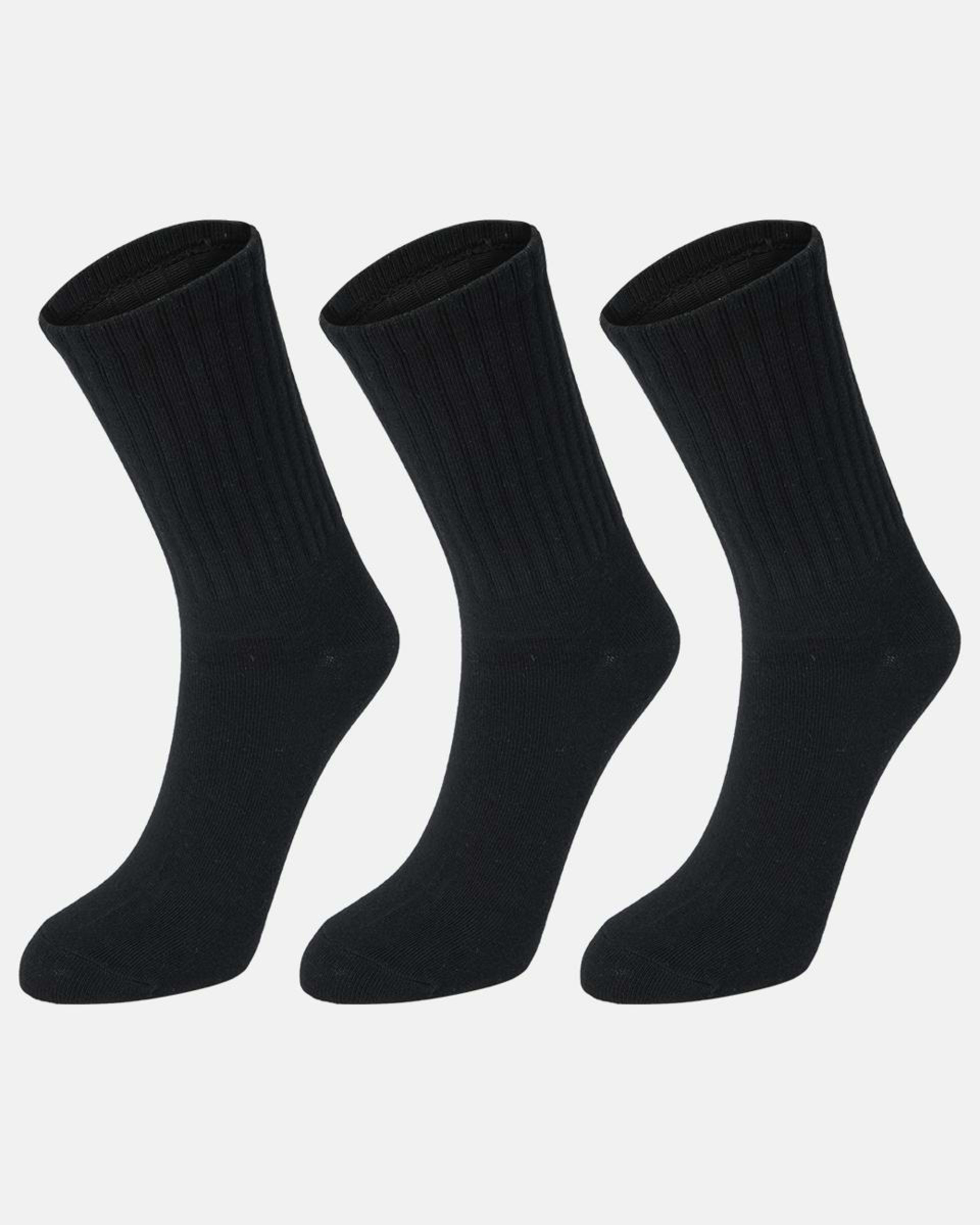 1 3 Pack Chunky Ribbed Full Crew Socks BLACK, 1 of 3