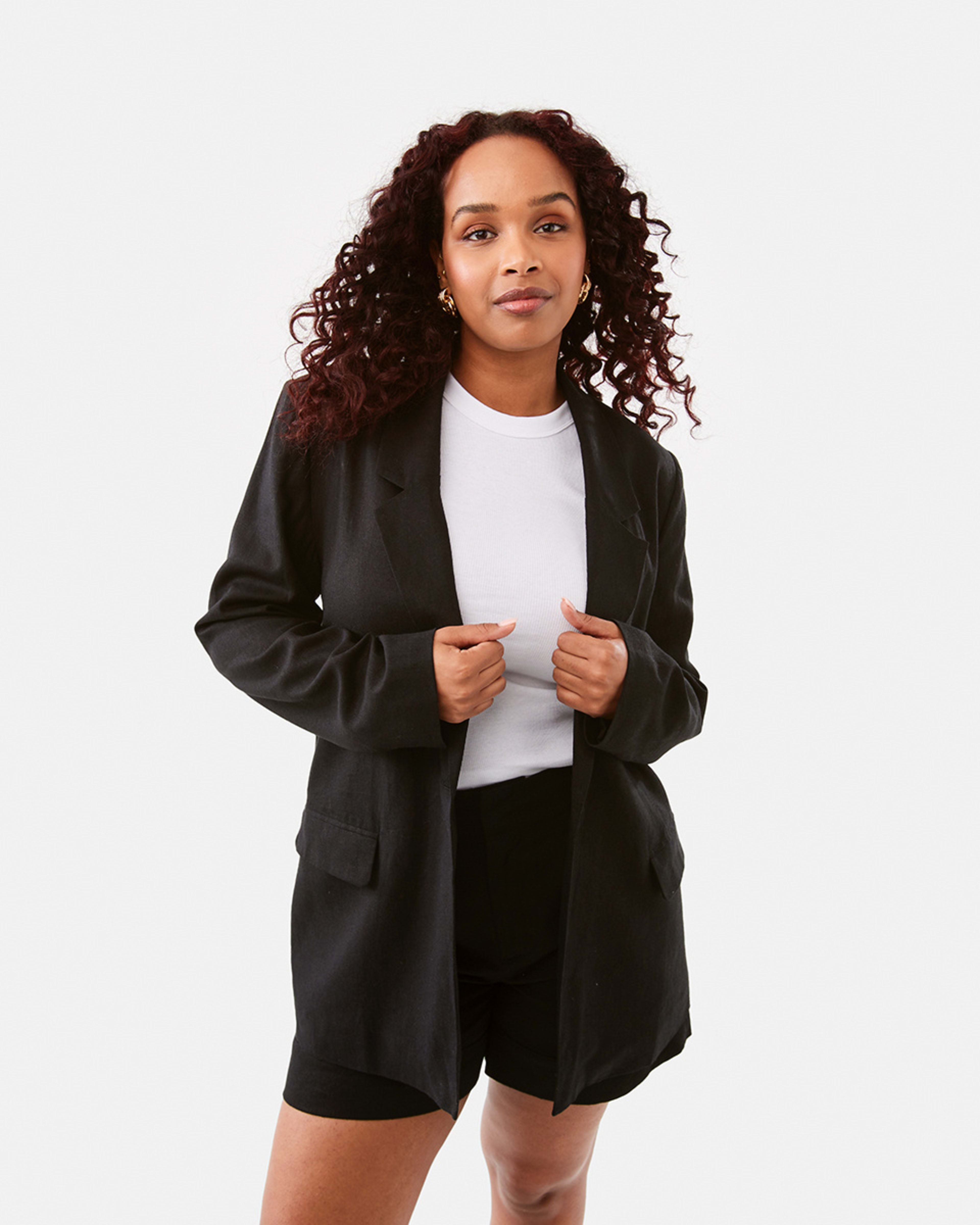 2 Linen Blend Blazer Black, 2 of 9