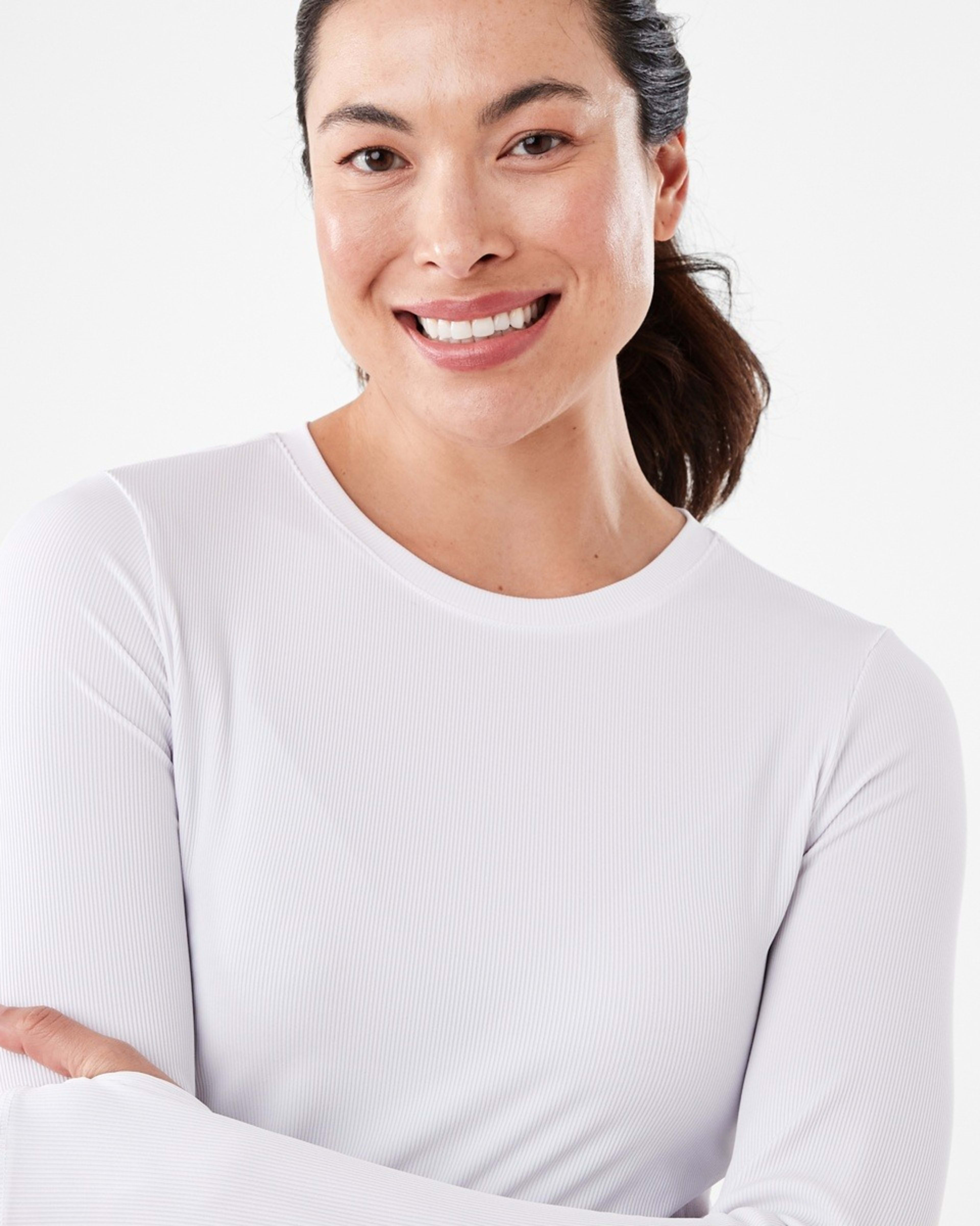 4 Active Womens Long Sleeve Rib T-shirt White, 4 of 6