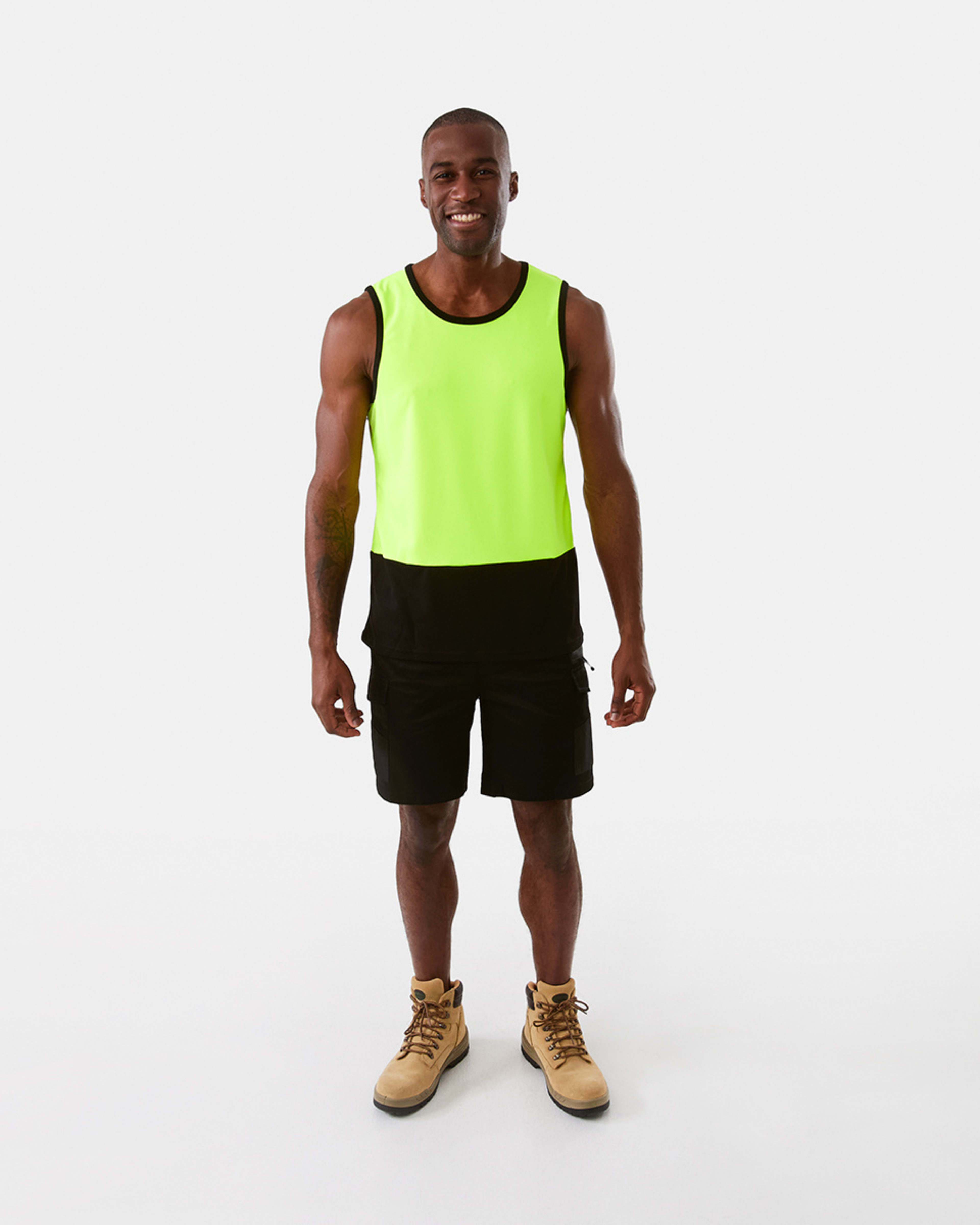 7 Workwear Fluorescent Industrial Singlet Yellow, 7 of 7