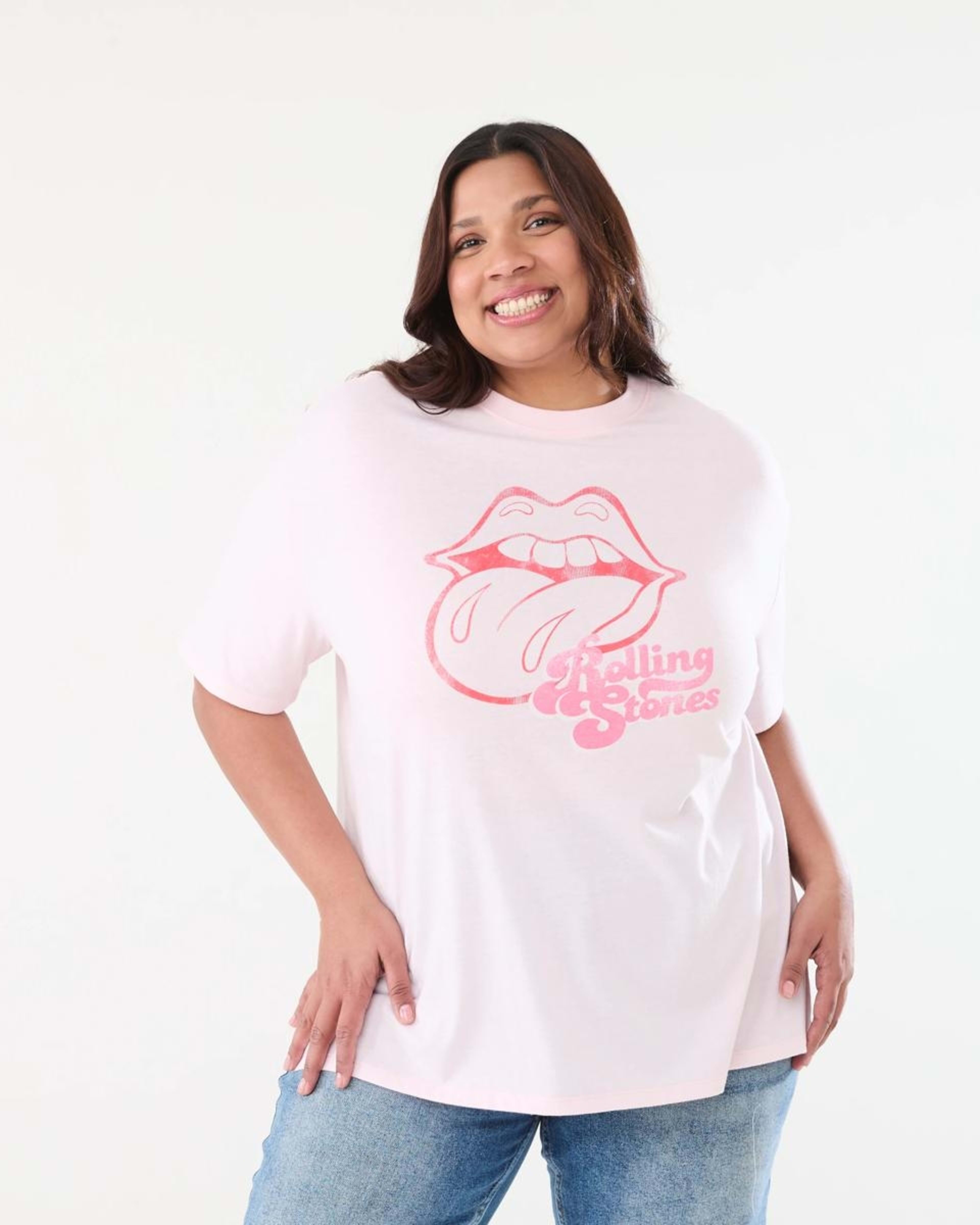 1 Curve Rolling Stones License Short Sleeve T-shirt ROLLING STONES PINK, 1 of 6