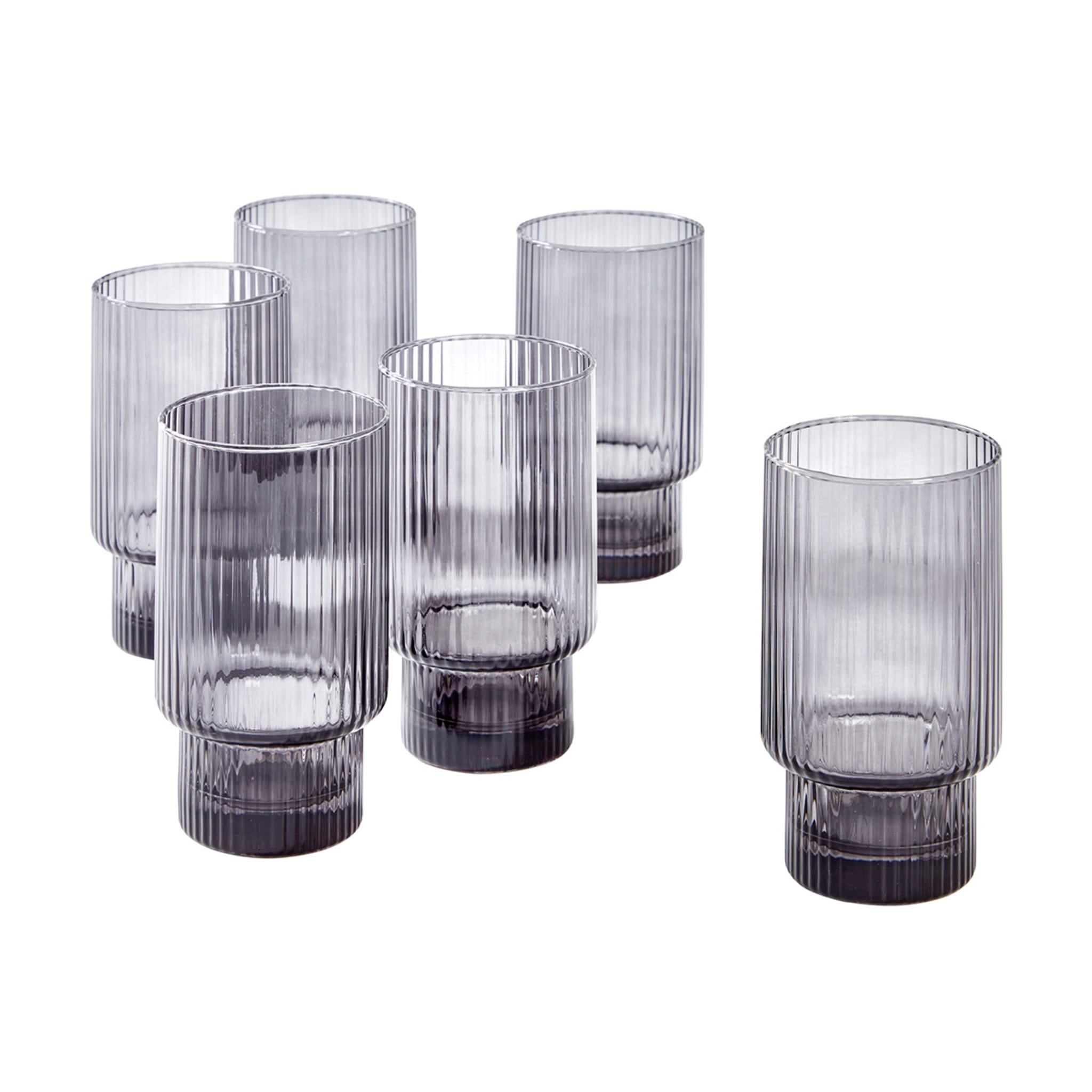 6 Smoke Linear Hiball Glasses Kmart