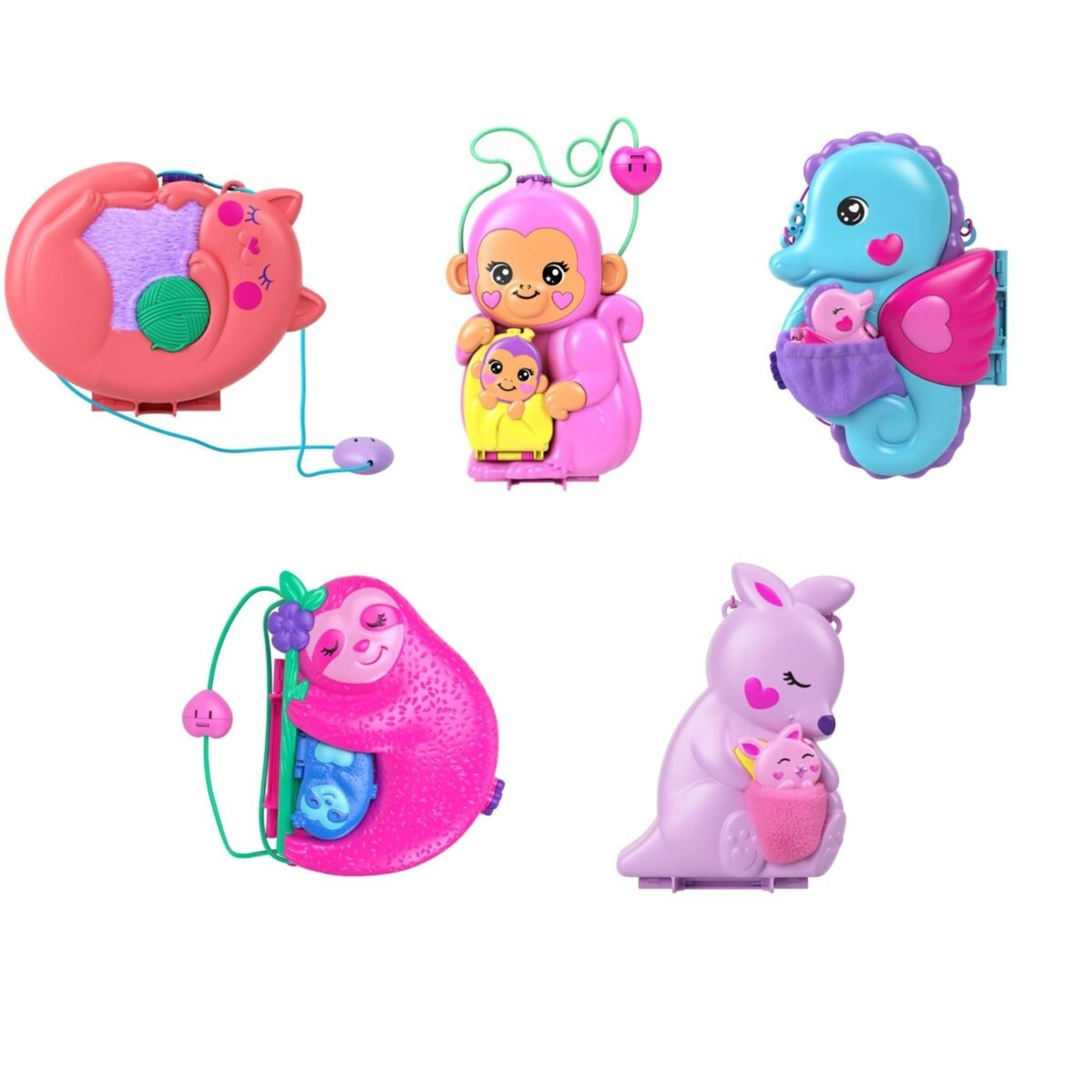 2 Polly Pocket Mini Toys Wearable Purse Compact Playset - Assorted, 2 of 8