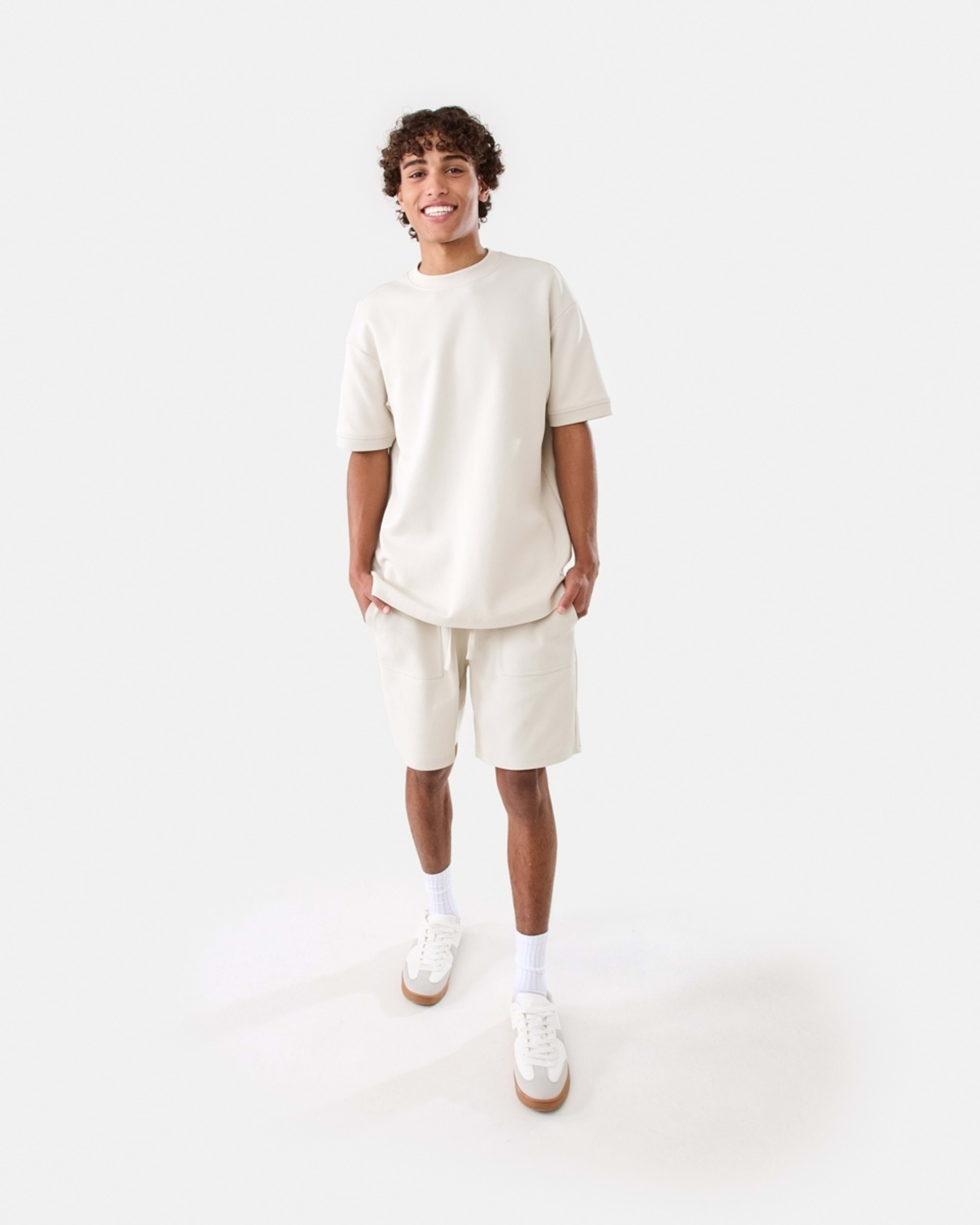 2 Elastic Waist Interlock Knit Shorts DUNE, 2 of 7