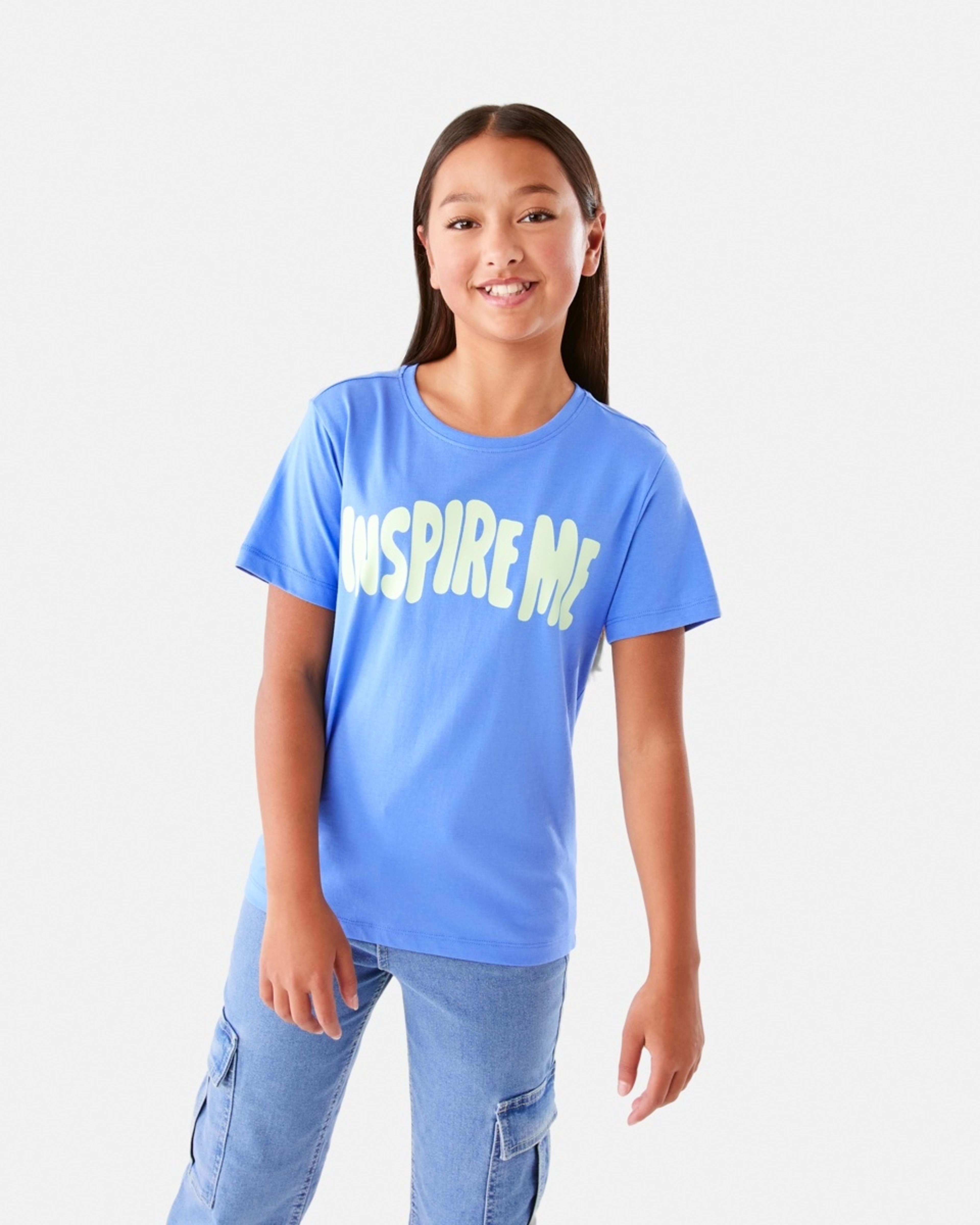 1 Short Sleeve Print T-shirt Blu Inspo, 1 of 8