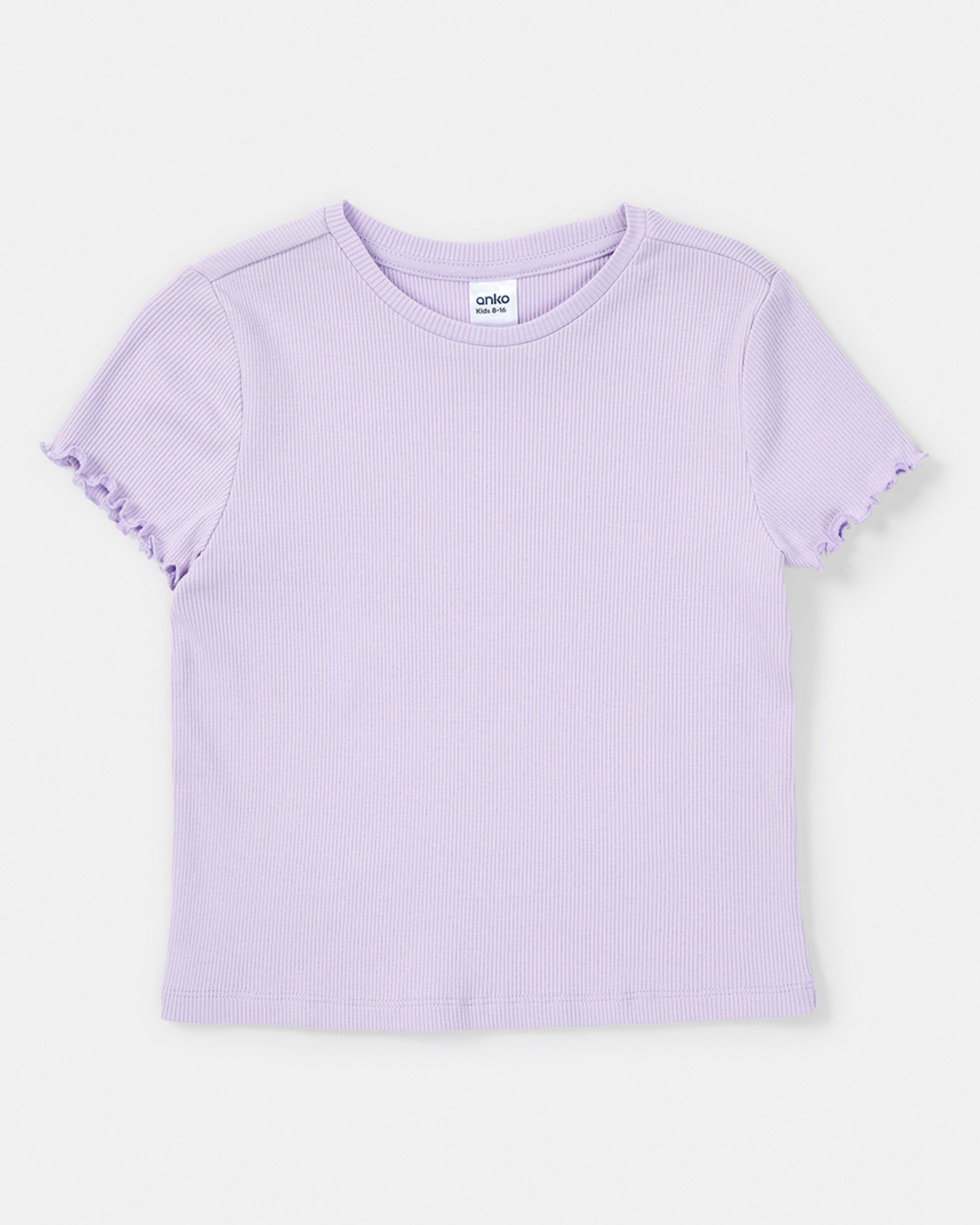 8 Short Sleeve Rib Top Pst Purple, 8 of 9