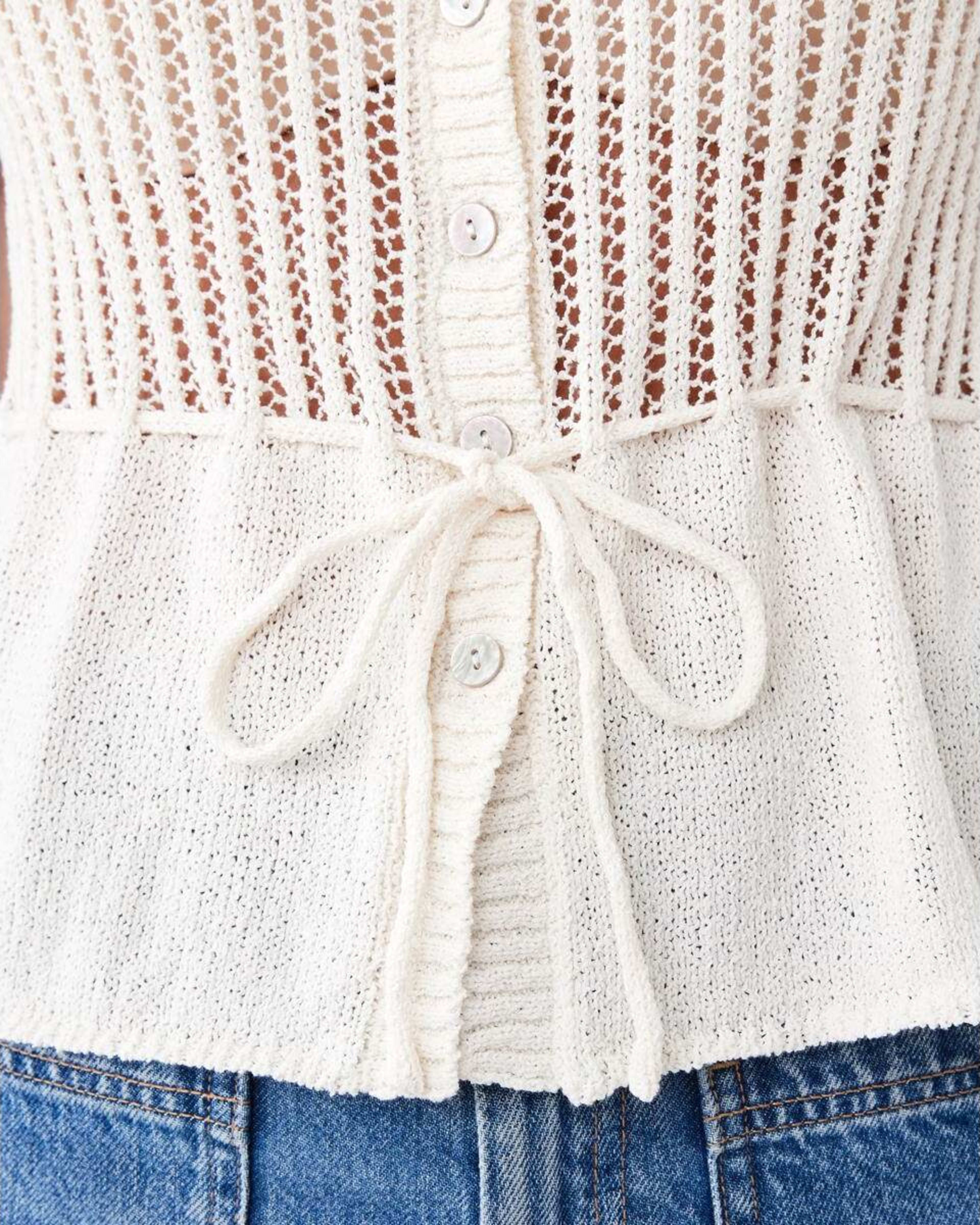 7 Short Sleeve Waist Tie Top Nat Beige, 7 of 7