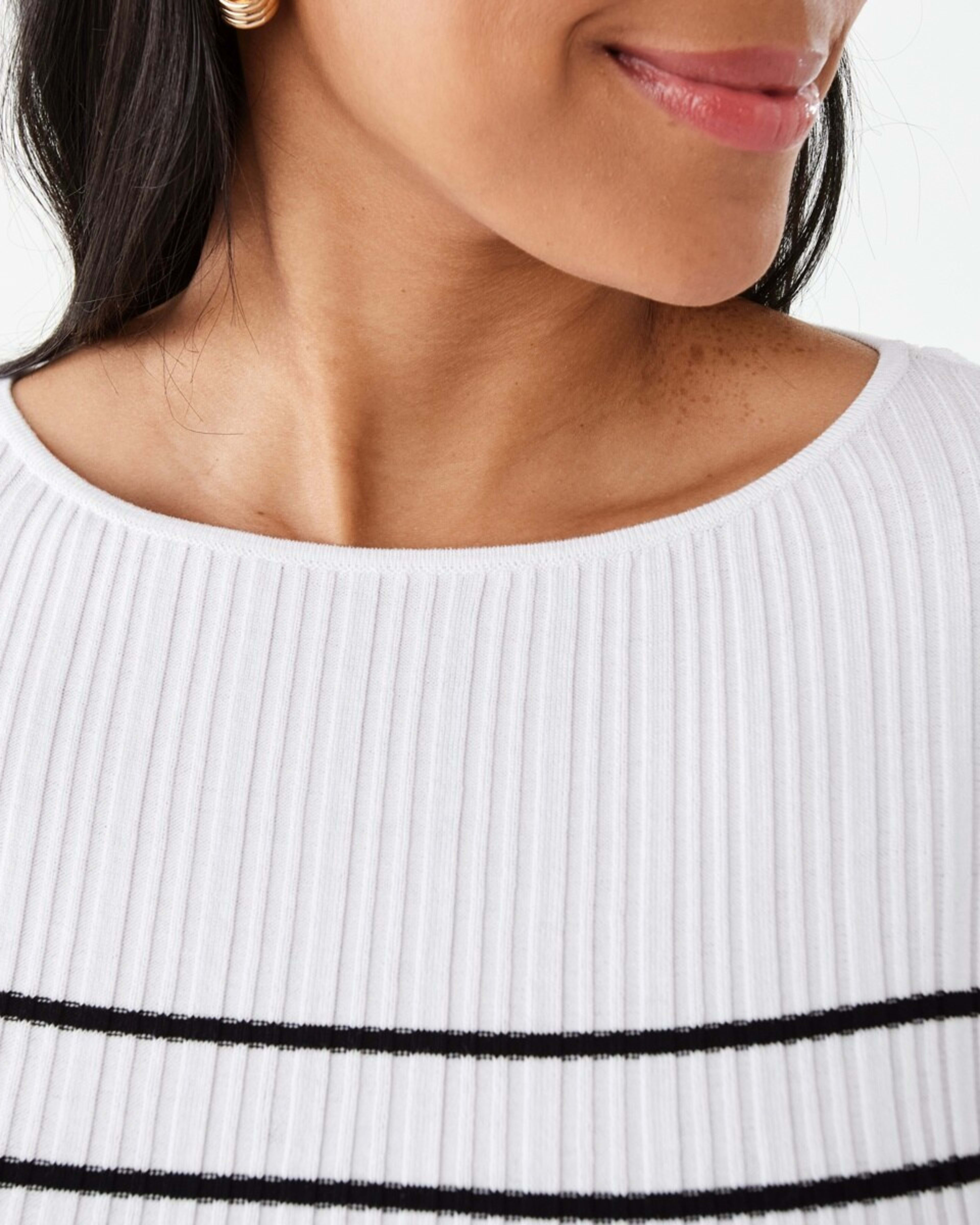6 Long Sleeve Rib Boat Neck Top BLACK STRIPE, 6 of 9