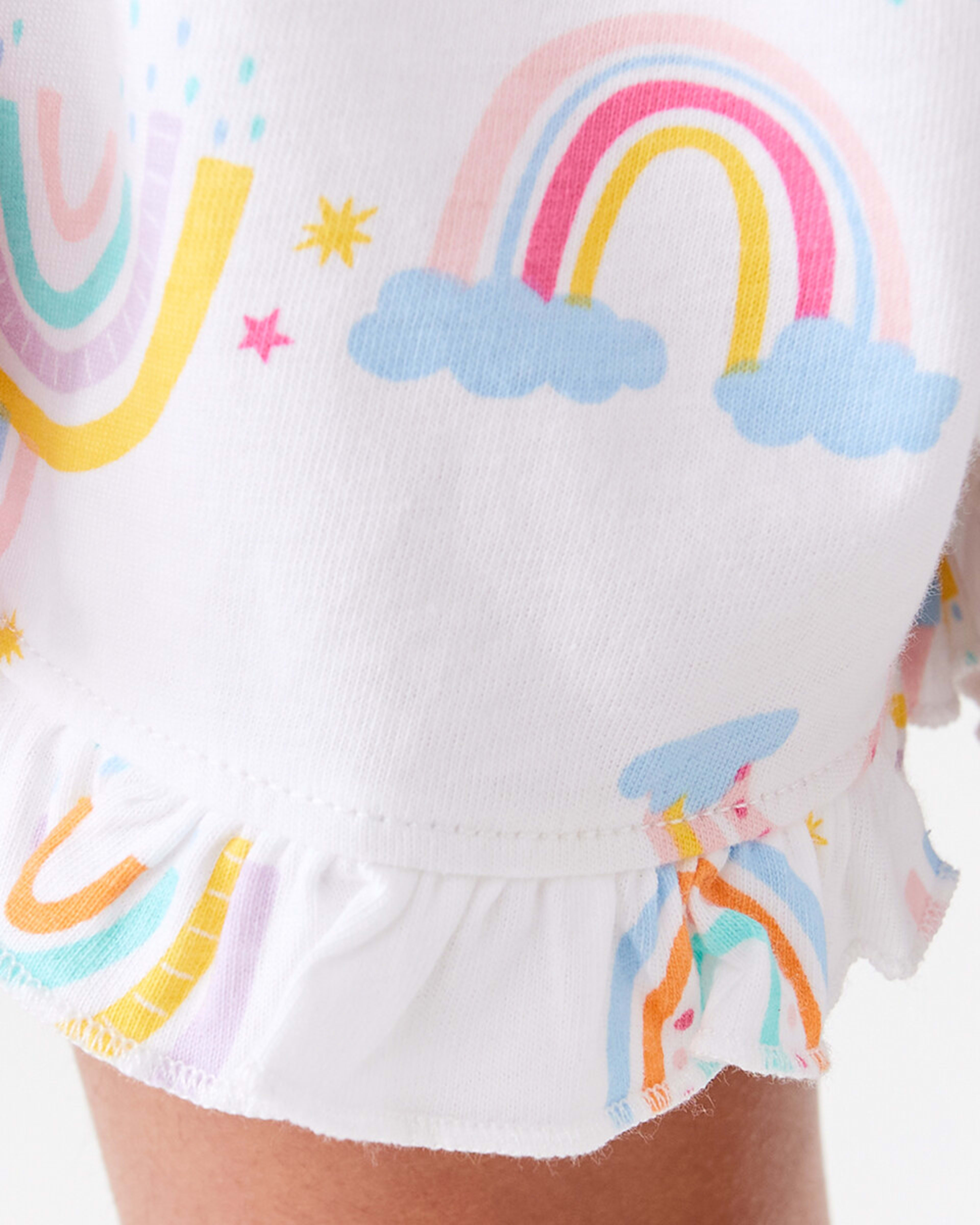 4 Short Sleeve Jersey Knit Pyjama Set Rainbowwte, 4 of 10