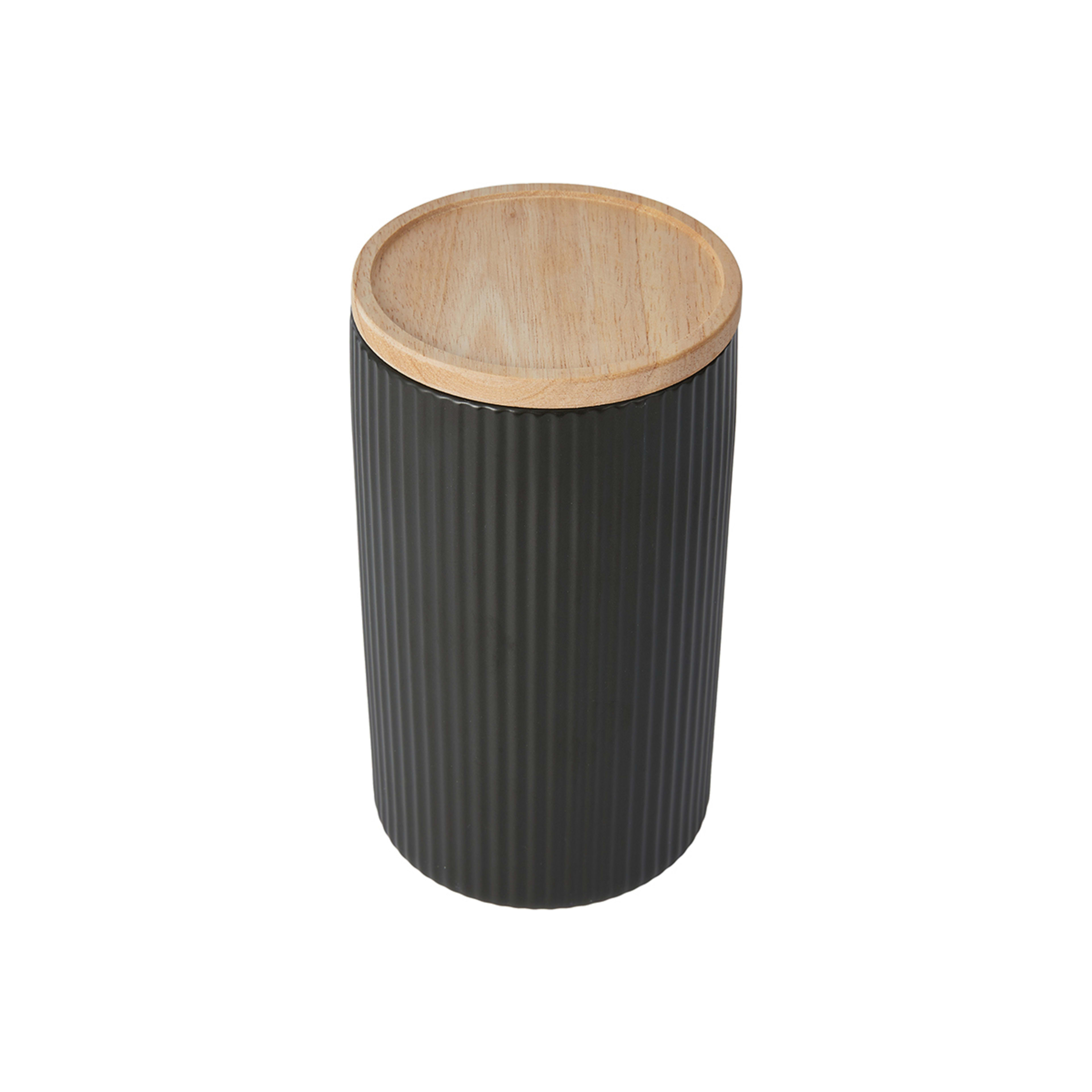 Large Black Ribbed Canister Kmart
