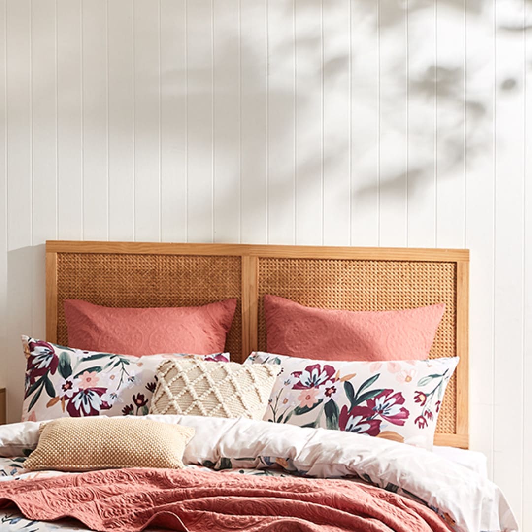 Queen Bed Rattan Bedhead Kmart