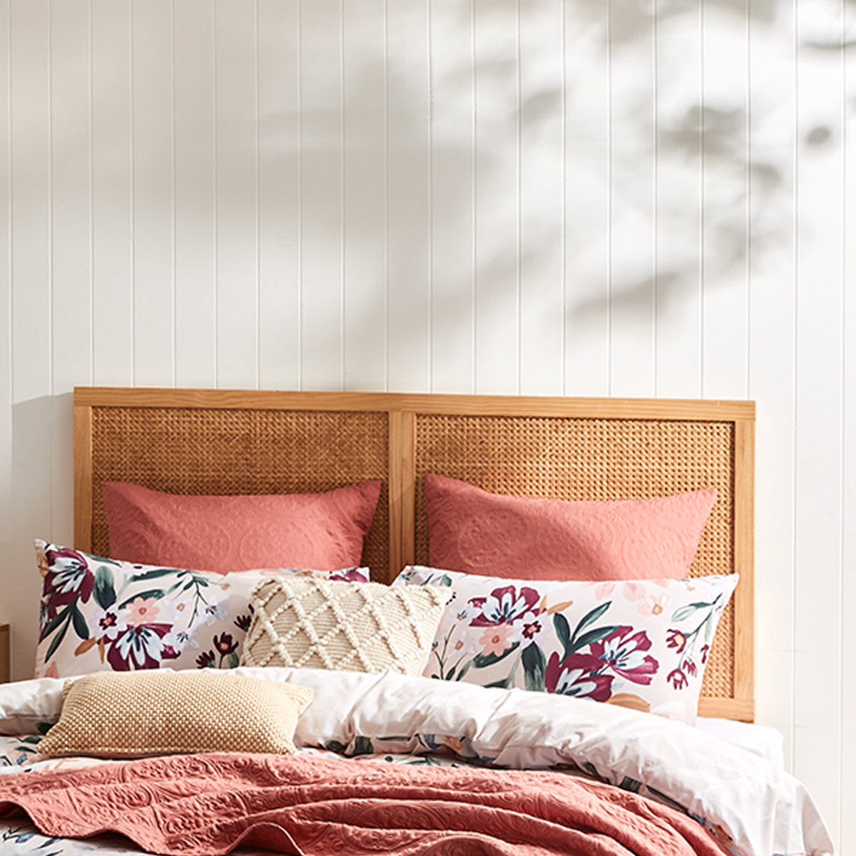 Queen Bed Rattan Bedhead Kmart