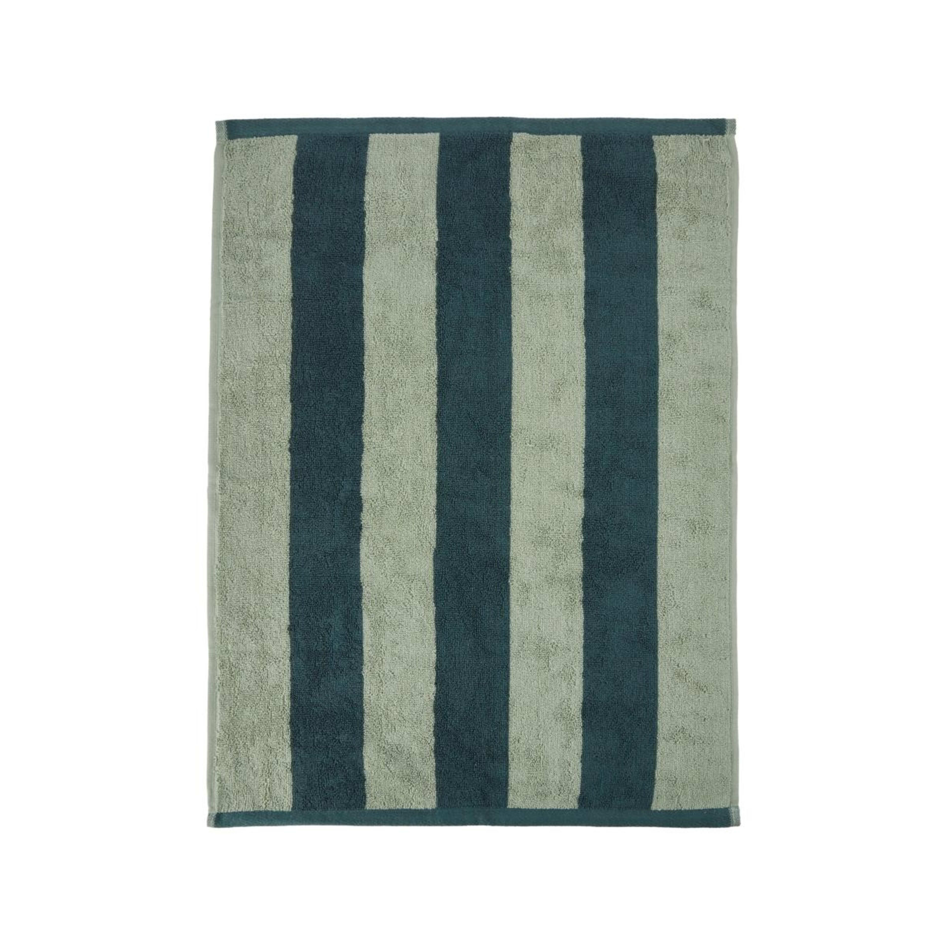 3 Stripe Cotton Hand Towel - Green, 3 of 5