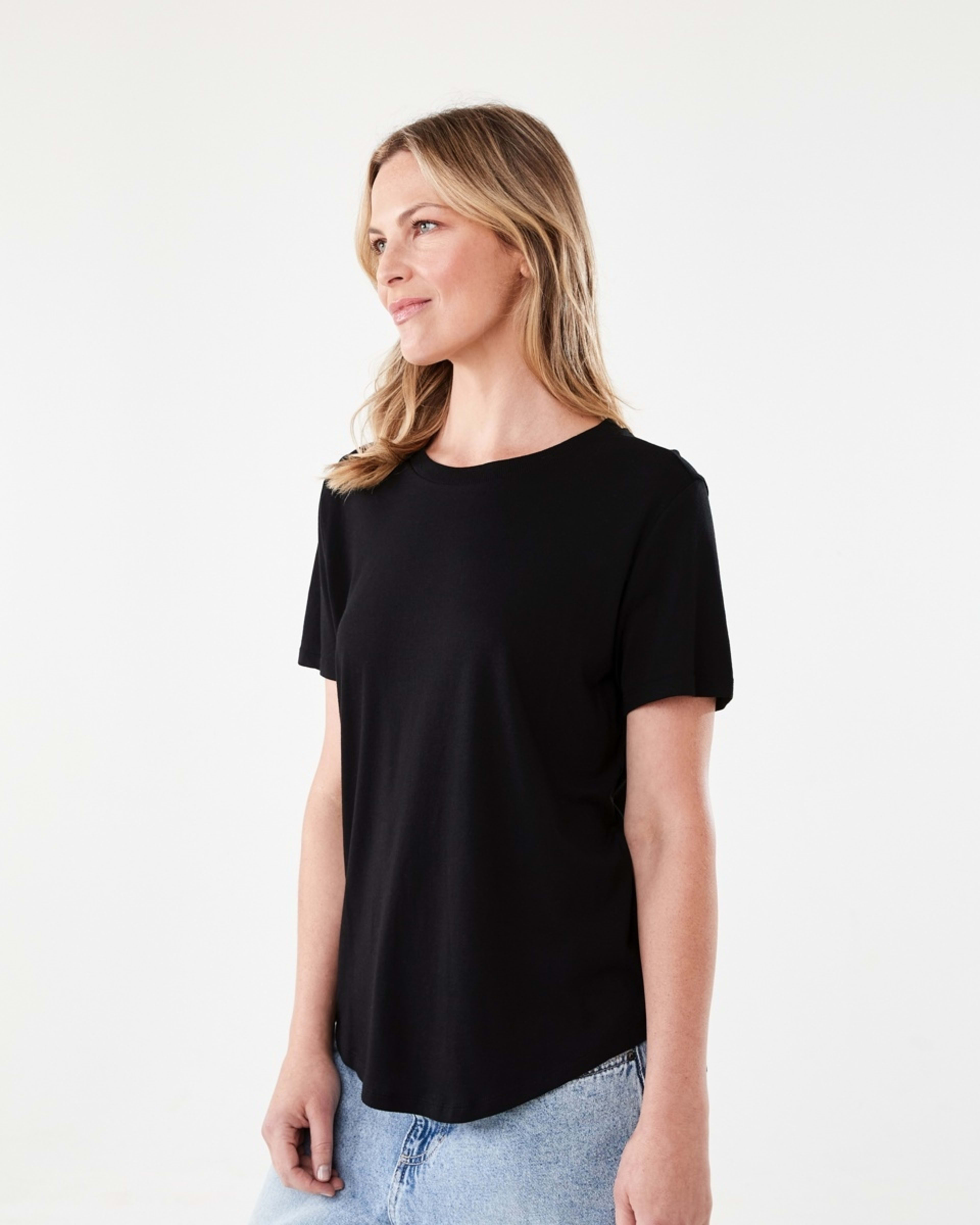 2 Short Sleeve Cotton Modal T-shirt BLACK, 2 of 6