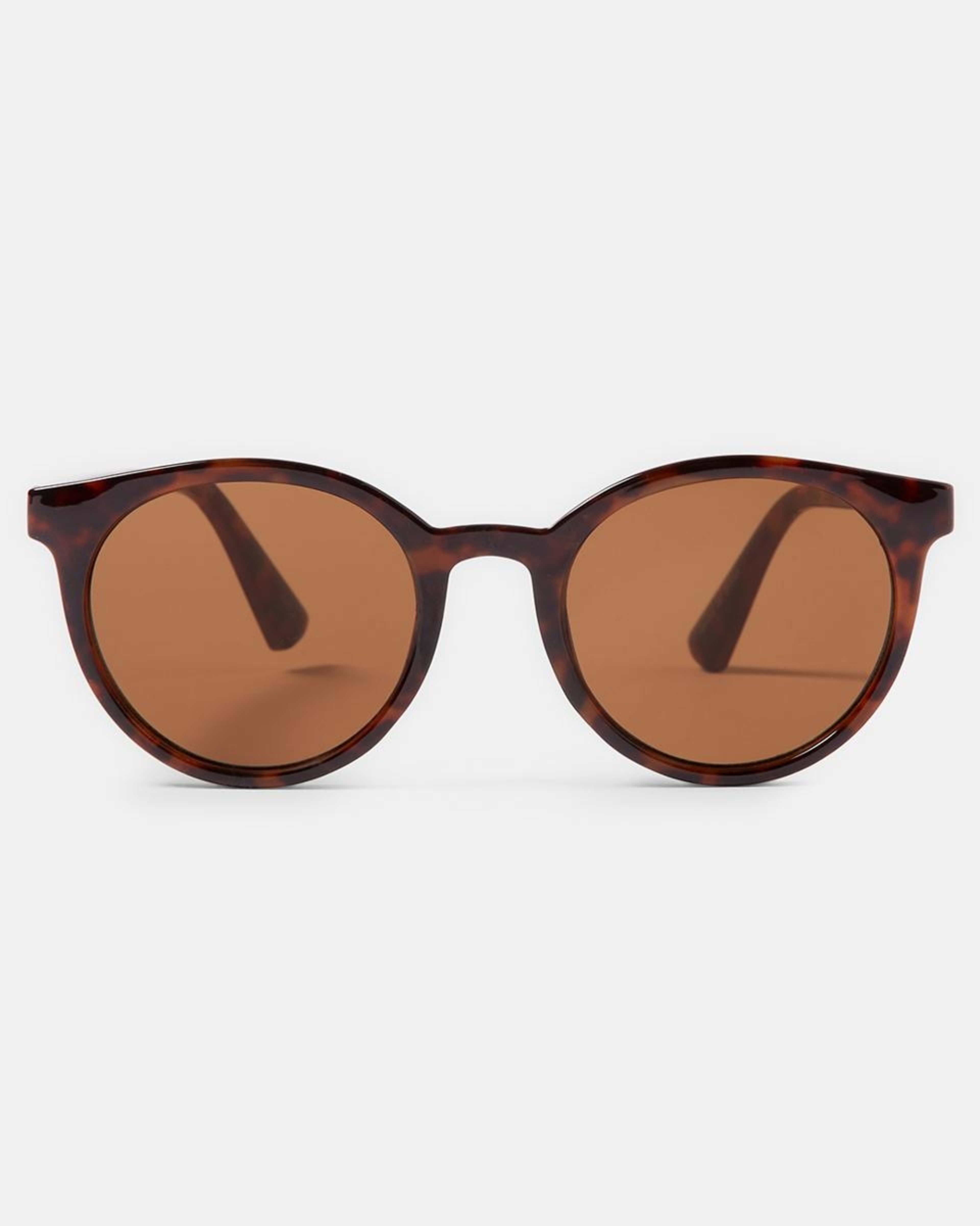 1 Basic Round Sunglasses Brown Tort