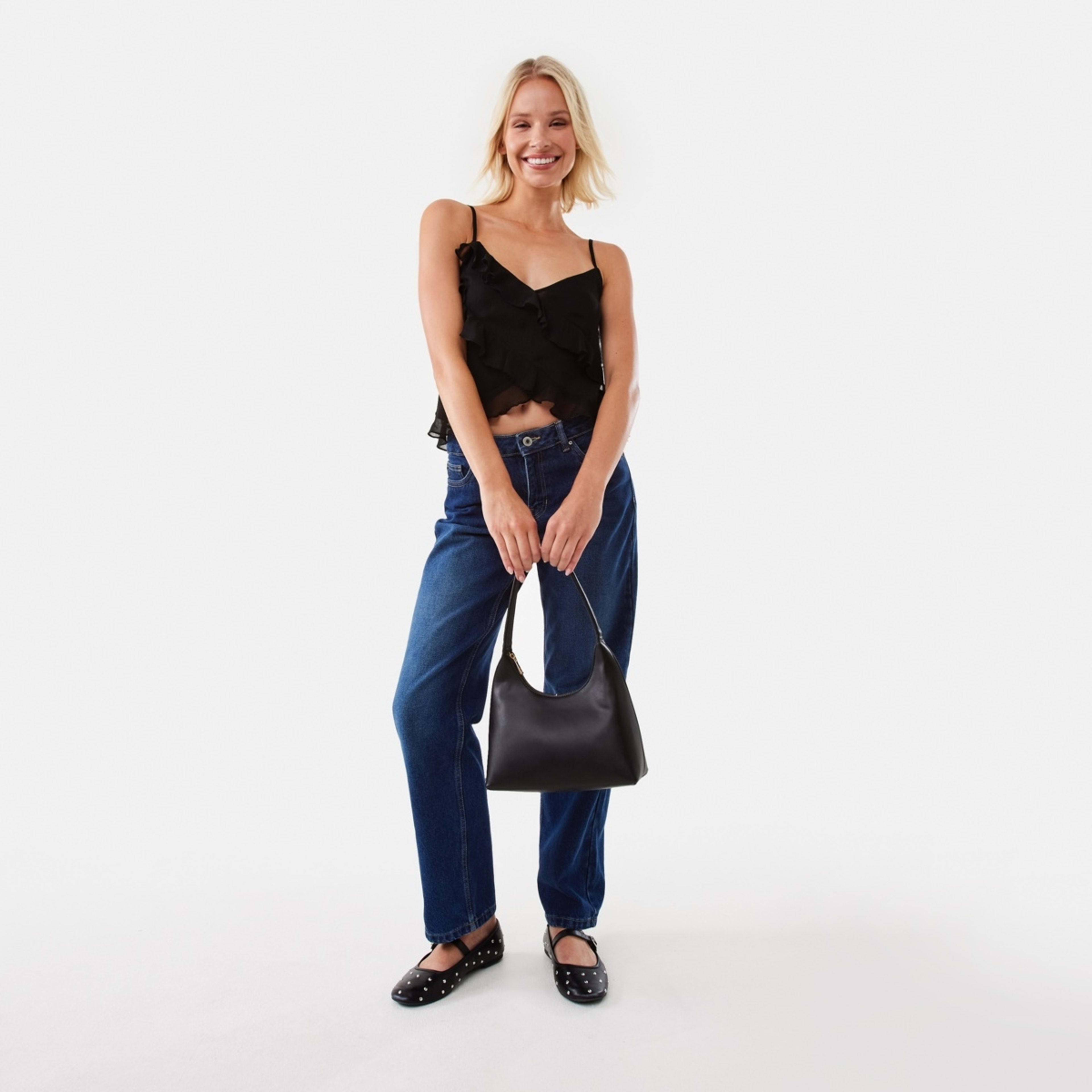 10 Sleeveless Asymmetrical Ruffle Cami Black, 10 of 10