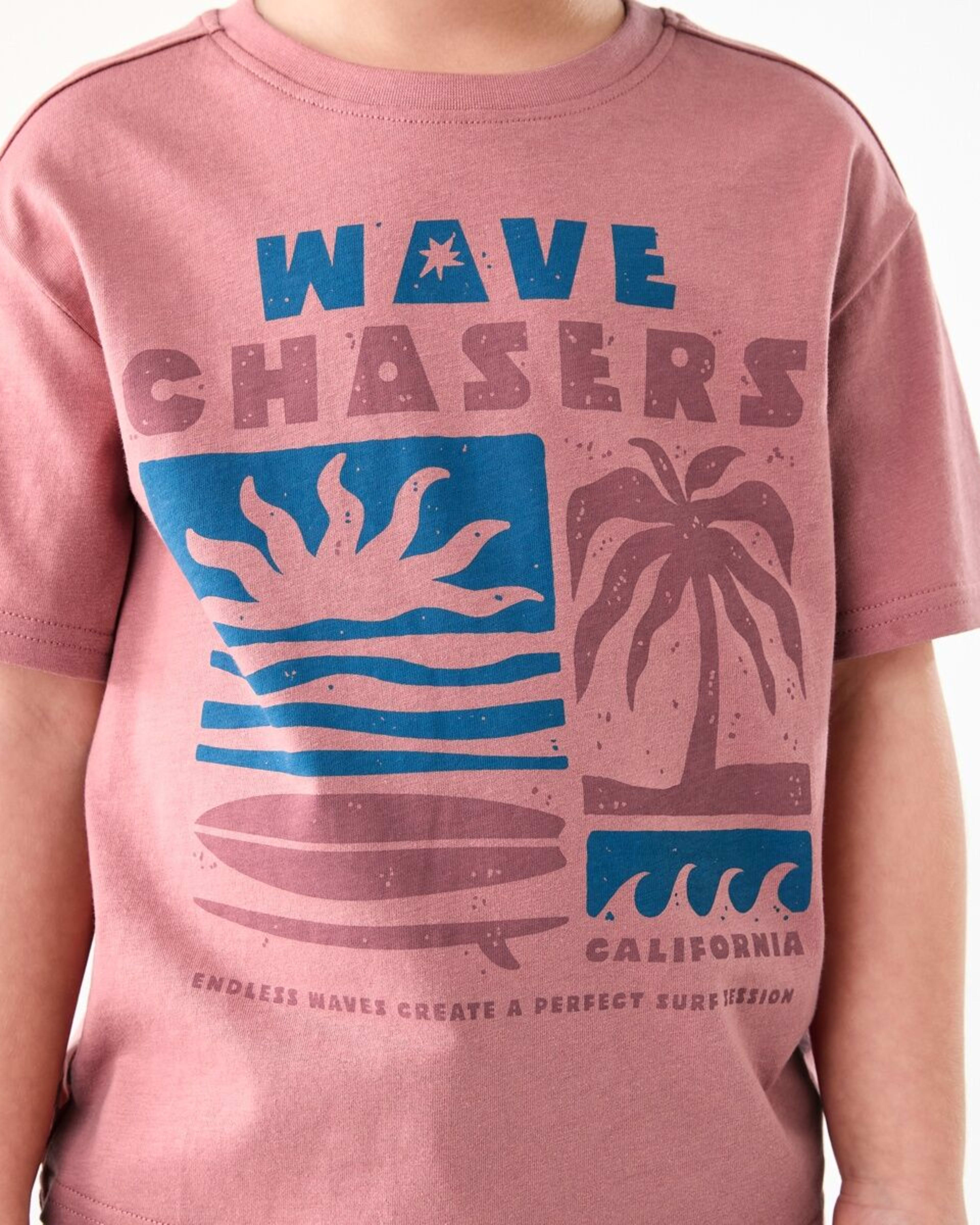 4 Chest Print T-shirt WAVE CHASERS WASHED CLAY, 4 of 6