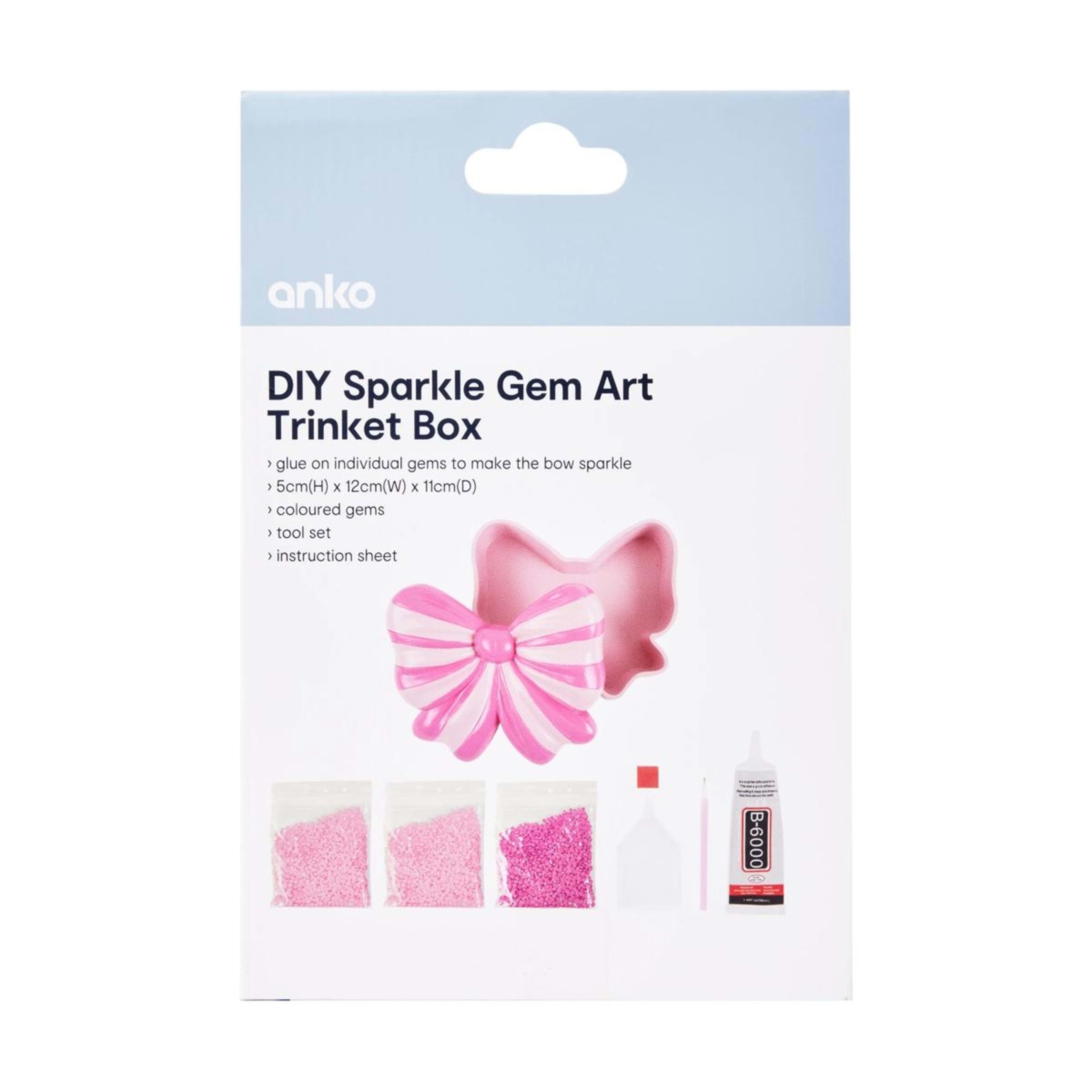 4 DIY Sparkle Gem Art Trinket Box - Bow, 4 of 4