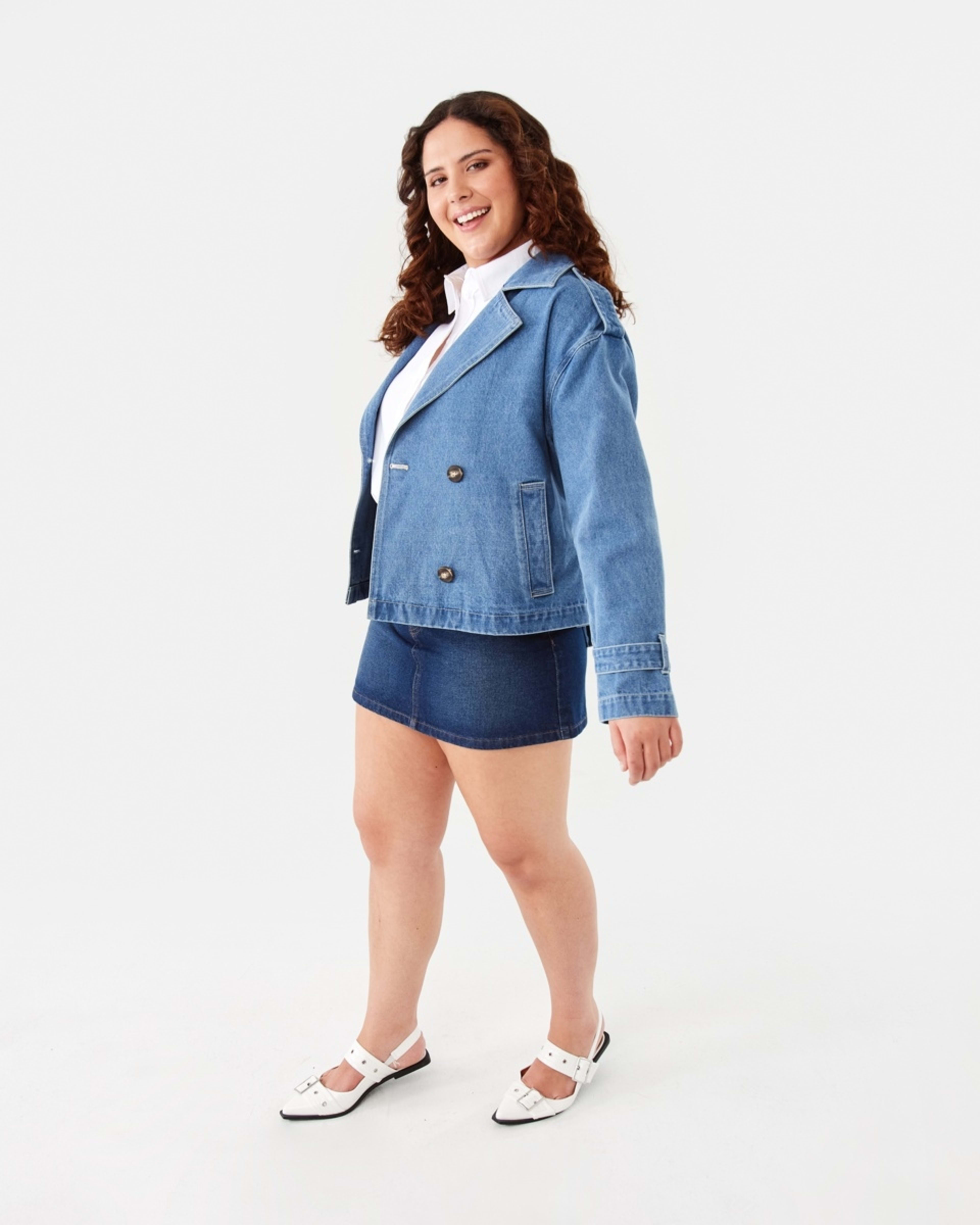 3 Denim Crop Trench Mid Wash, 3 of 10