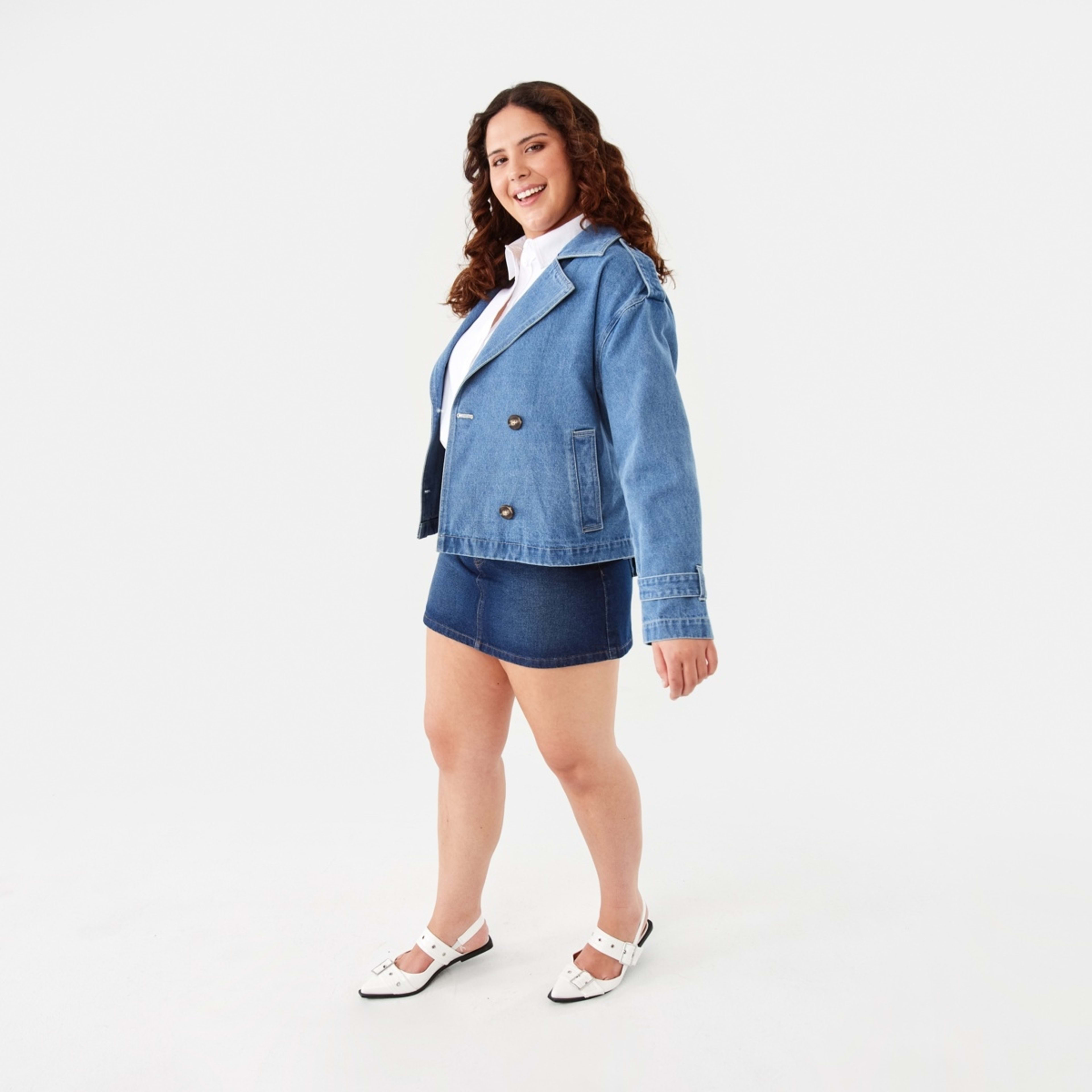 3 Denim Crop Trench Mid Wash, 3 of 10