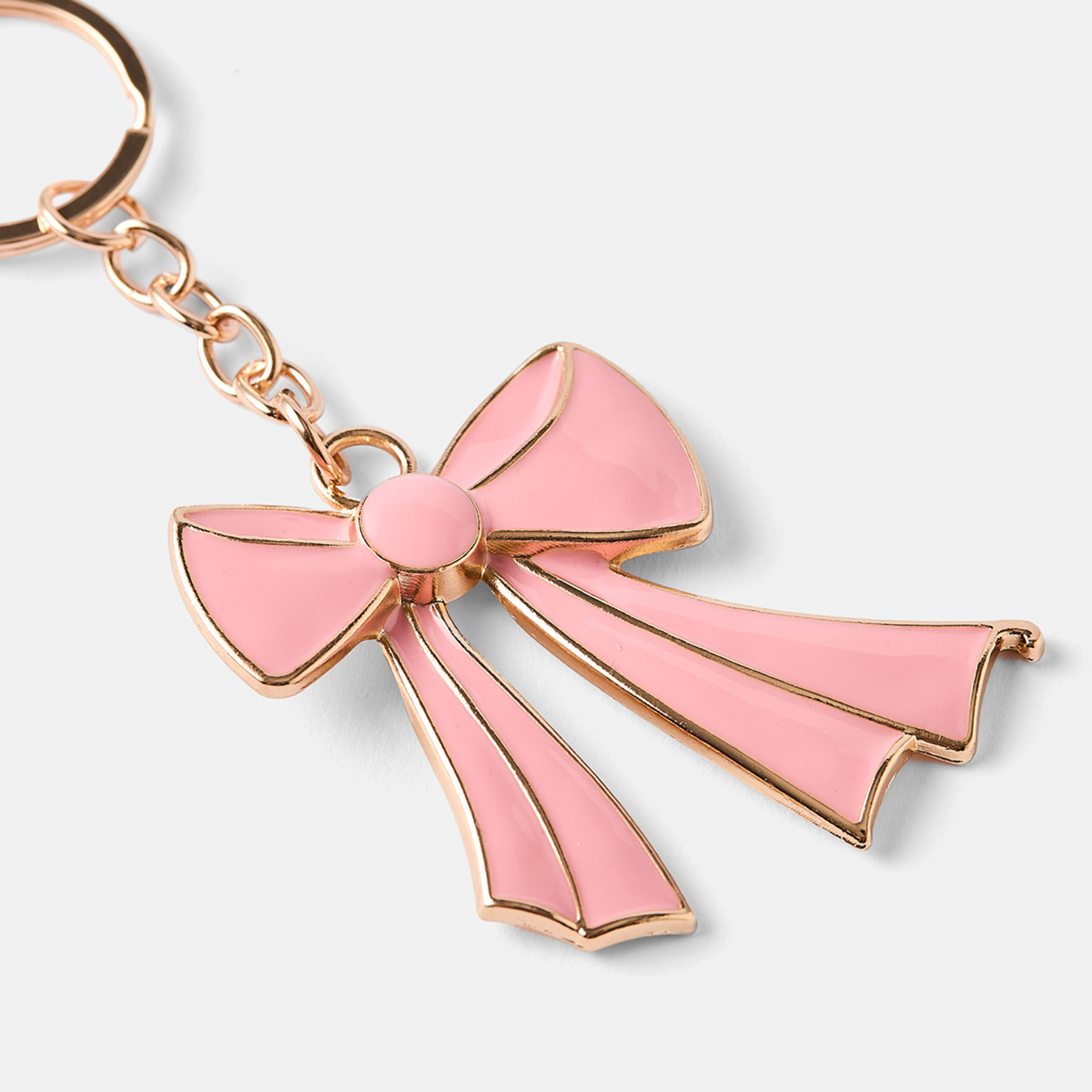 2 Bow Keyring - Gold Tone and Pink, 2 of 3