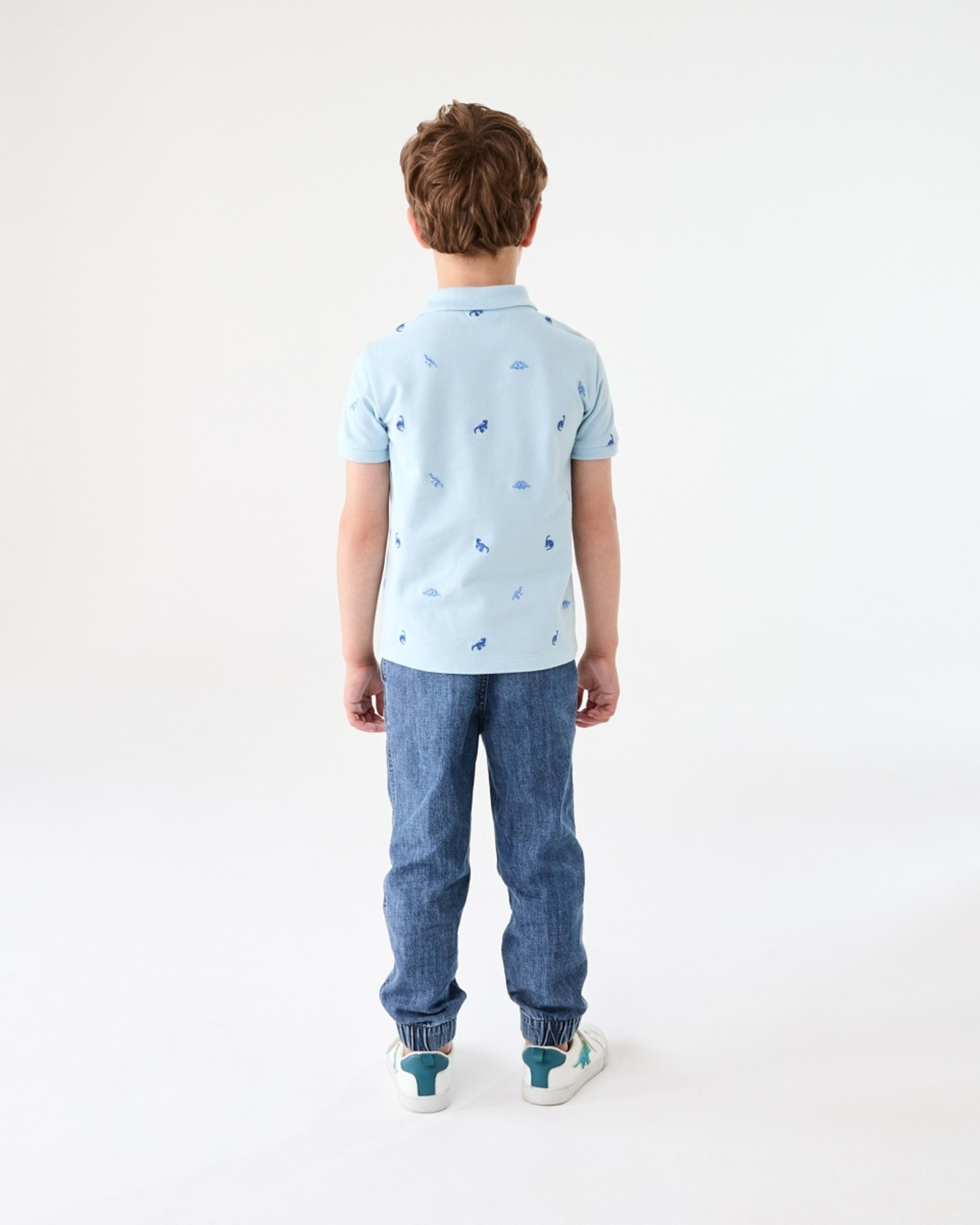 6 Embroidery Polo T-shirt MINI DINO BLUE, 6 of 6