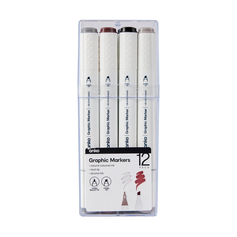 12 Pack Dual Tip Graphic Markers Natural Kmart