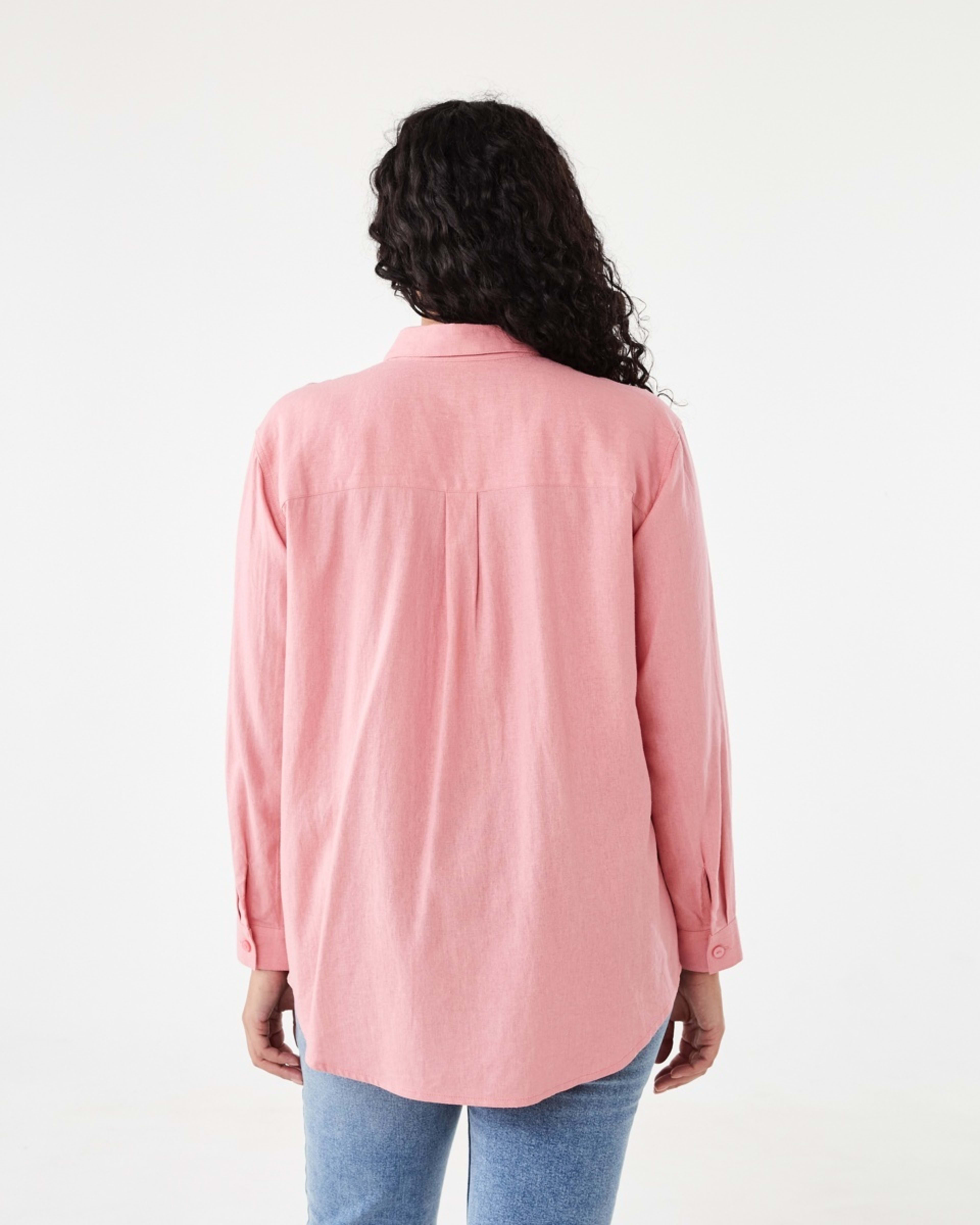3 Long Sleeve Linen Blend Shirt Pink Wash, 3 of 7