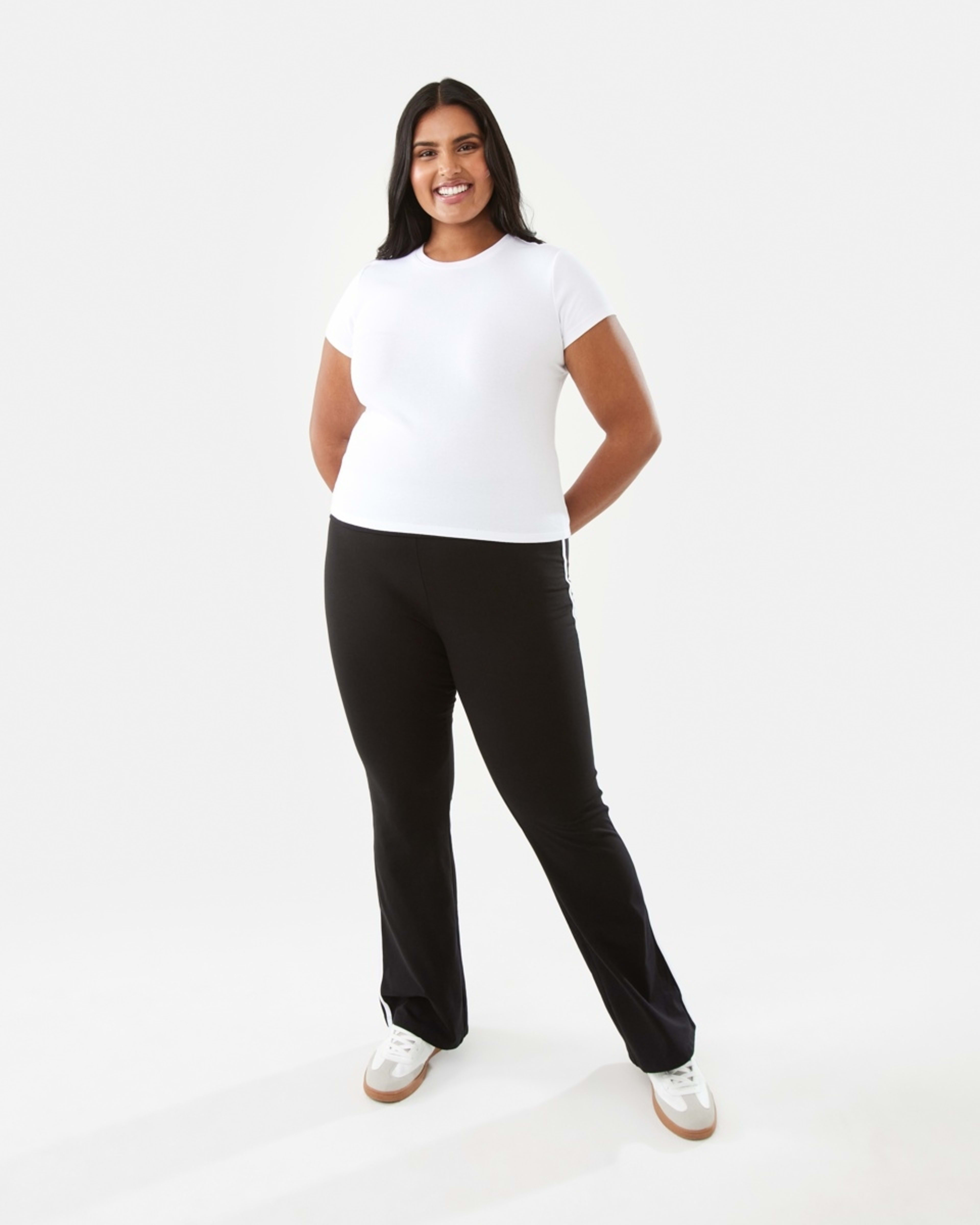 4 Side Stripe Fold Down Flare Pants Black, 4 of 8