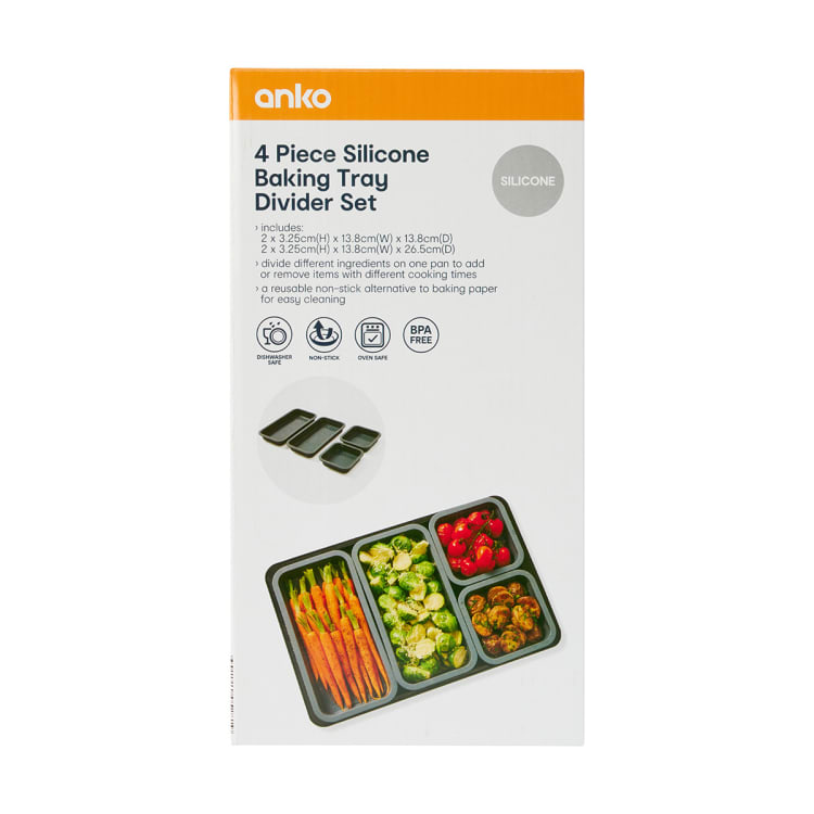 4 Piece Silicone Baking Tray Divider Set Kmart