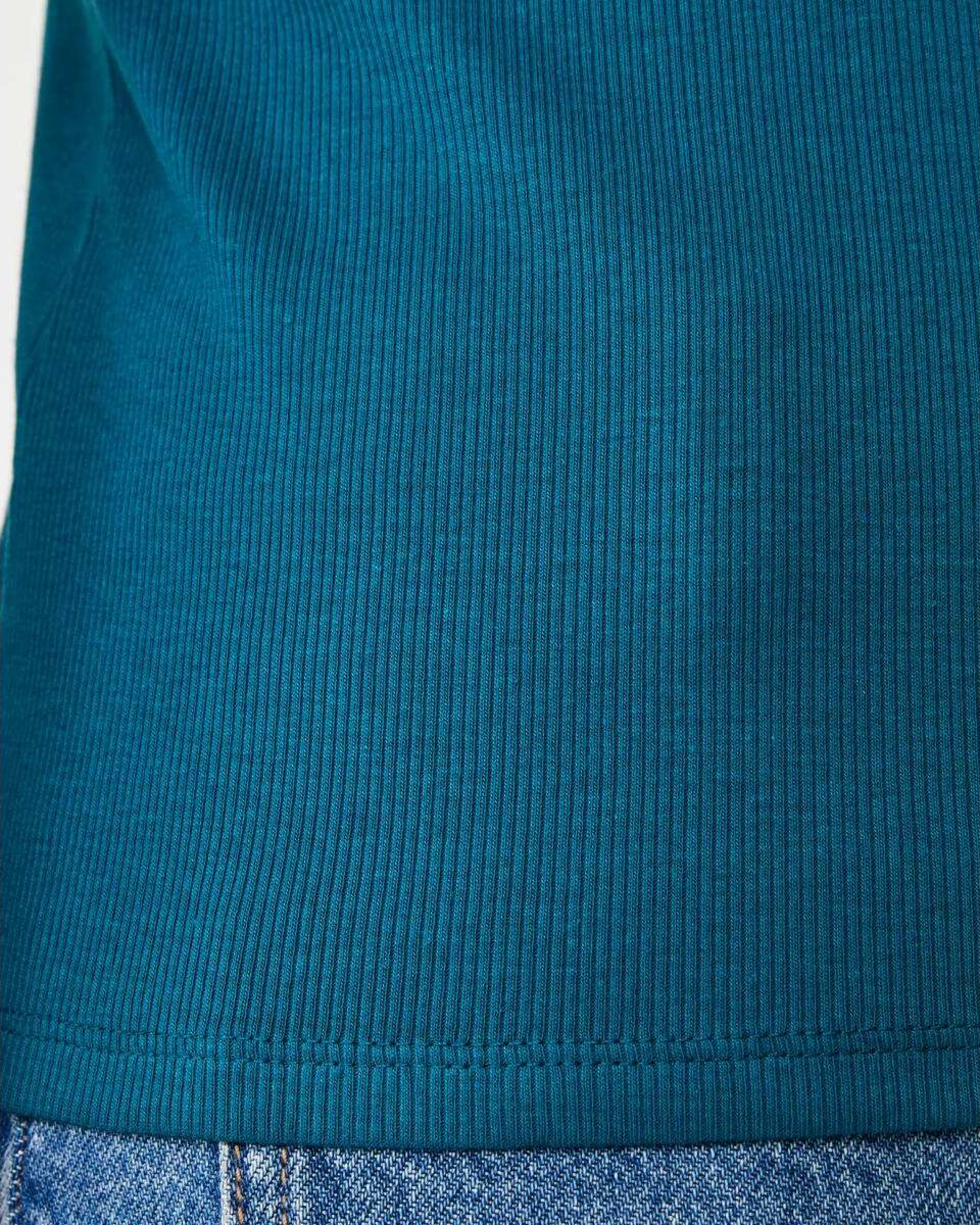 6 Short Sleeve Rib Crew Neck T-shirt Teal Coral, 6 of 6