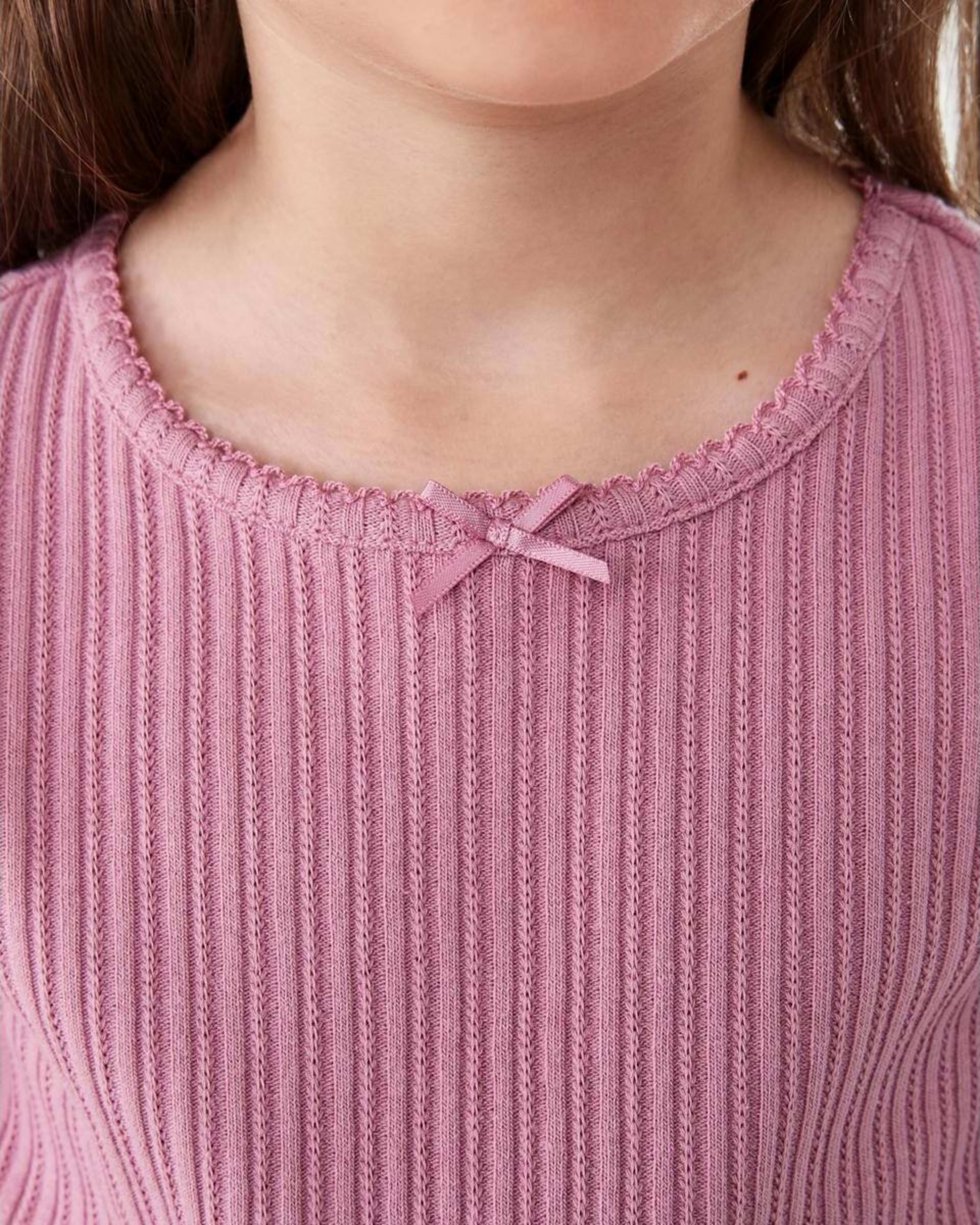 4 Long Sleeve Pointelle T-shirt Dust Rose, 4 of 7