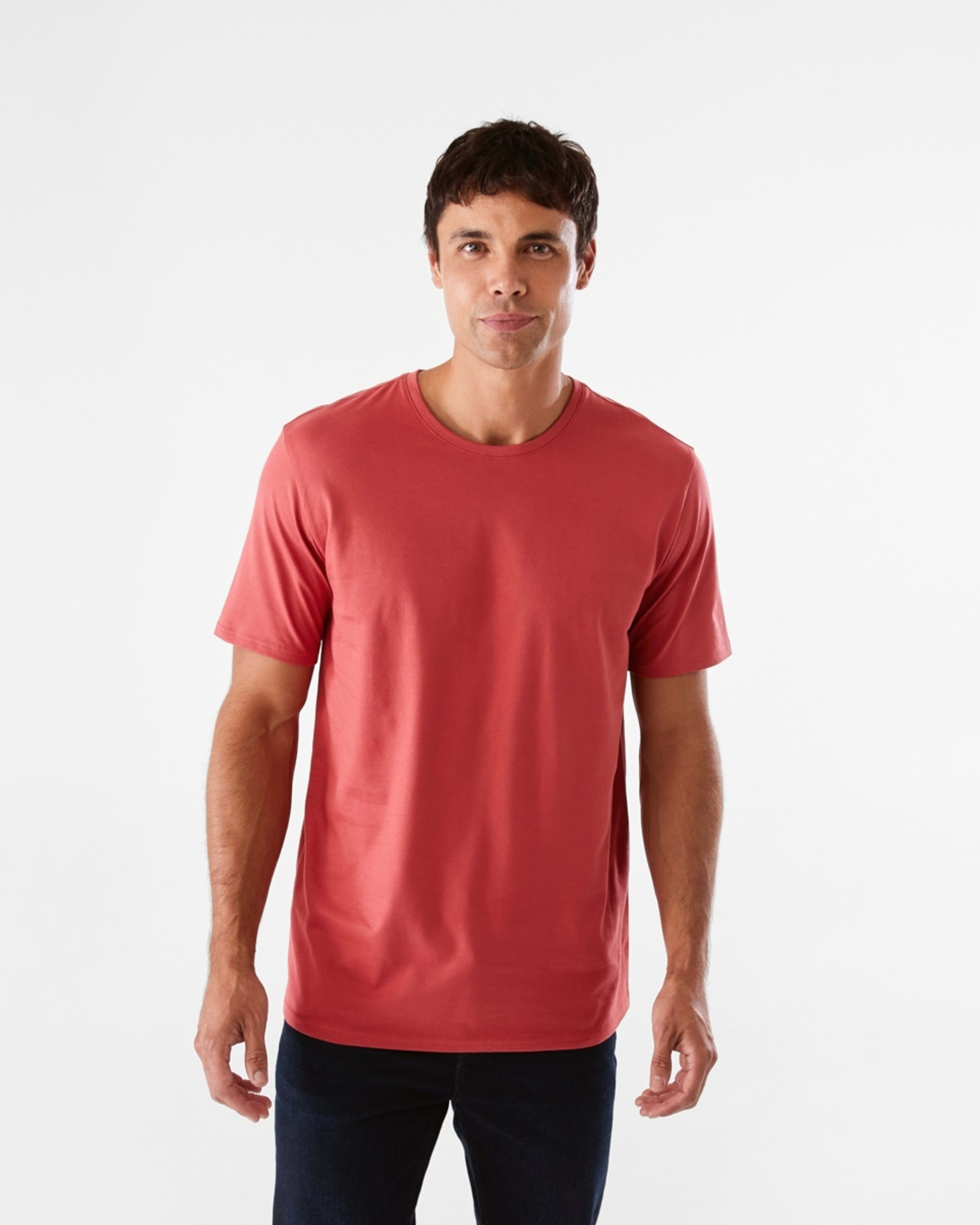 1 Australian Grown Cotton Crew Neck T-shirt Red Mine