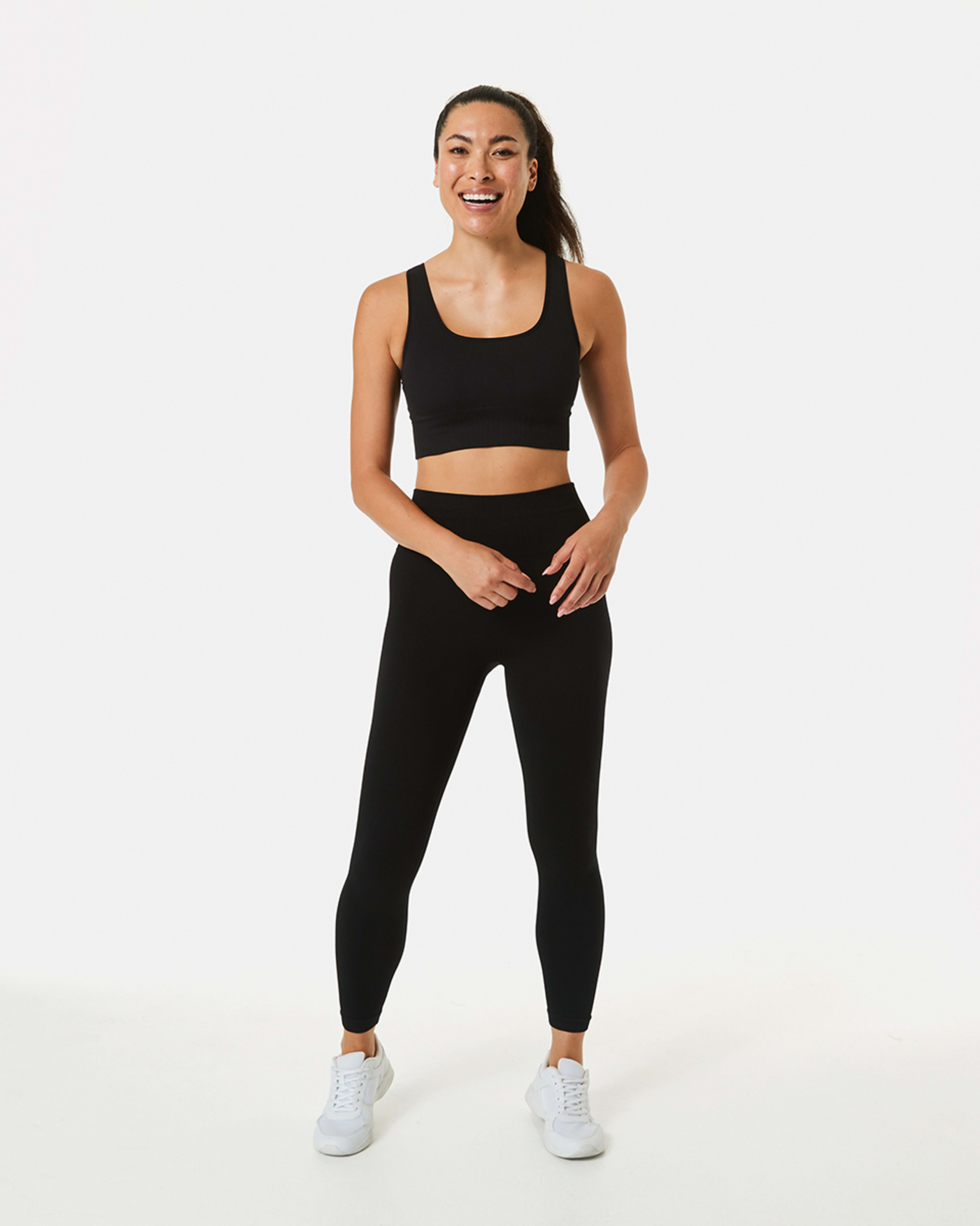 Active Womens Medium Impact Seamfree Square Neck Crop Top Kmart