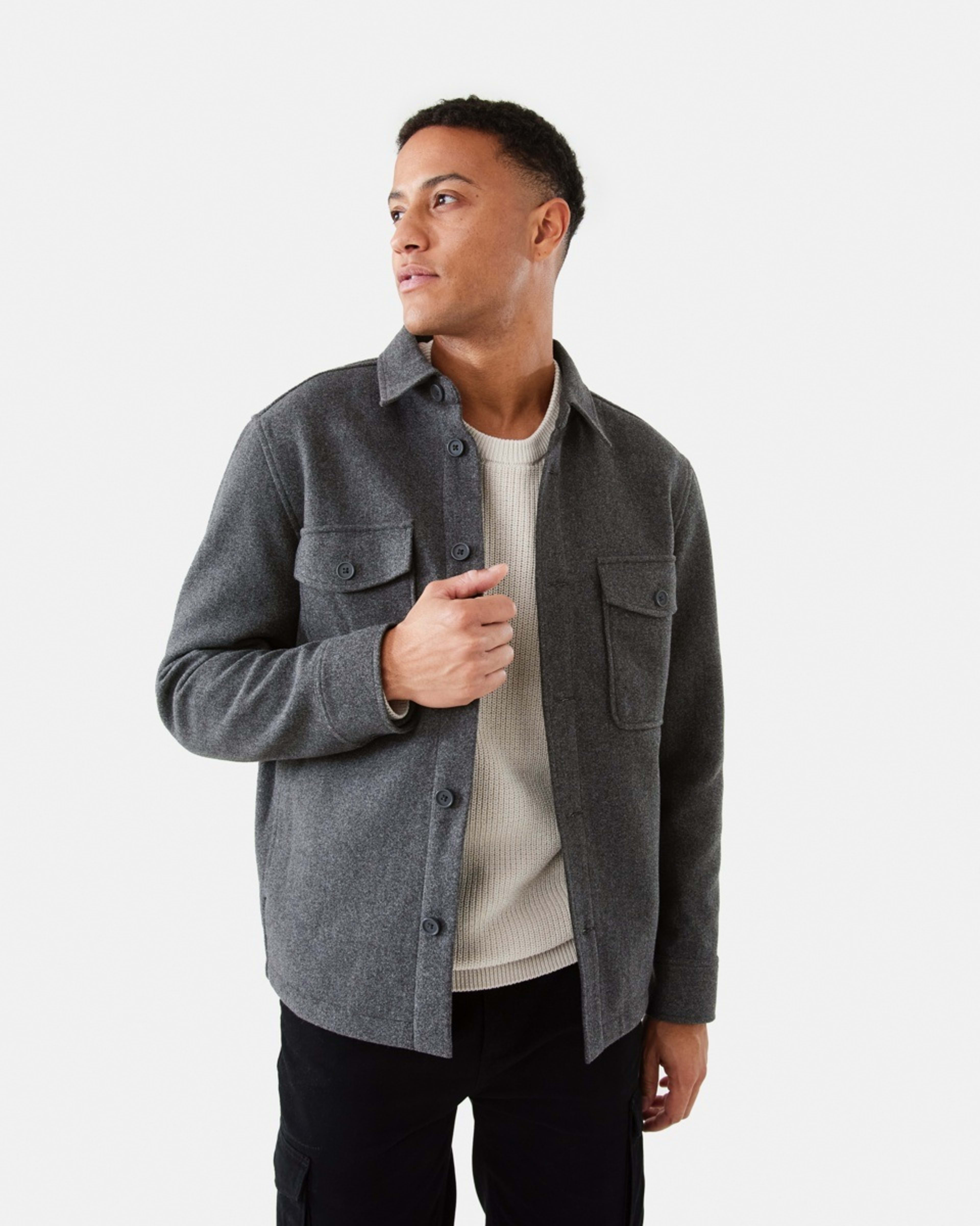 1 Melton Shacket Gry Chmrle