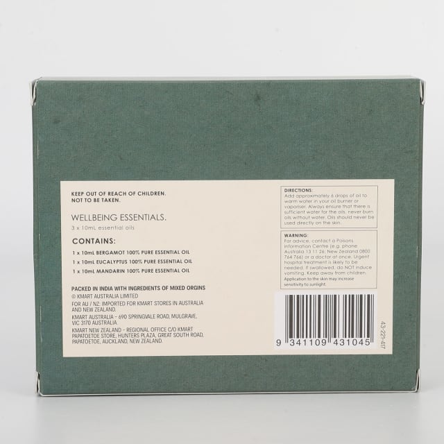 3 Pack Wellbeing Essentials Pure Essential Oil Gift Set 30ml Kmart