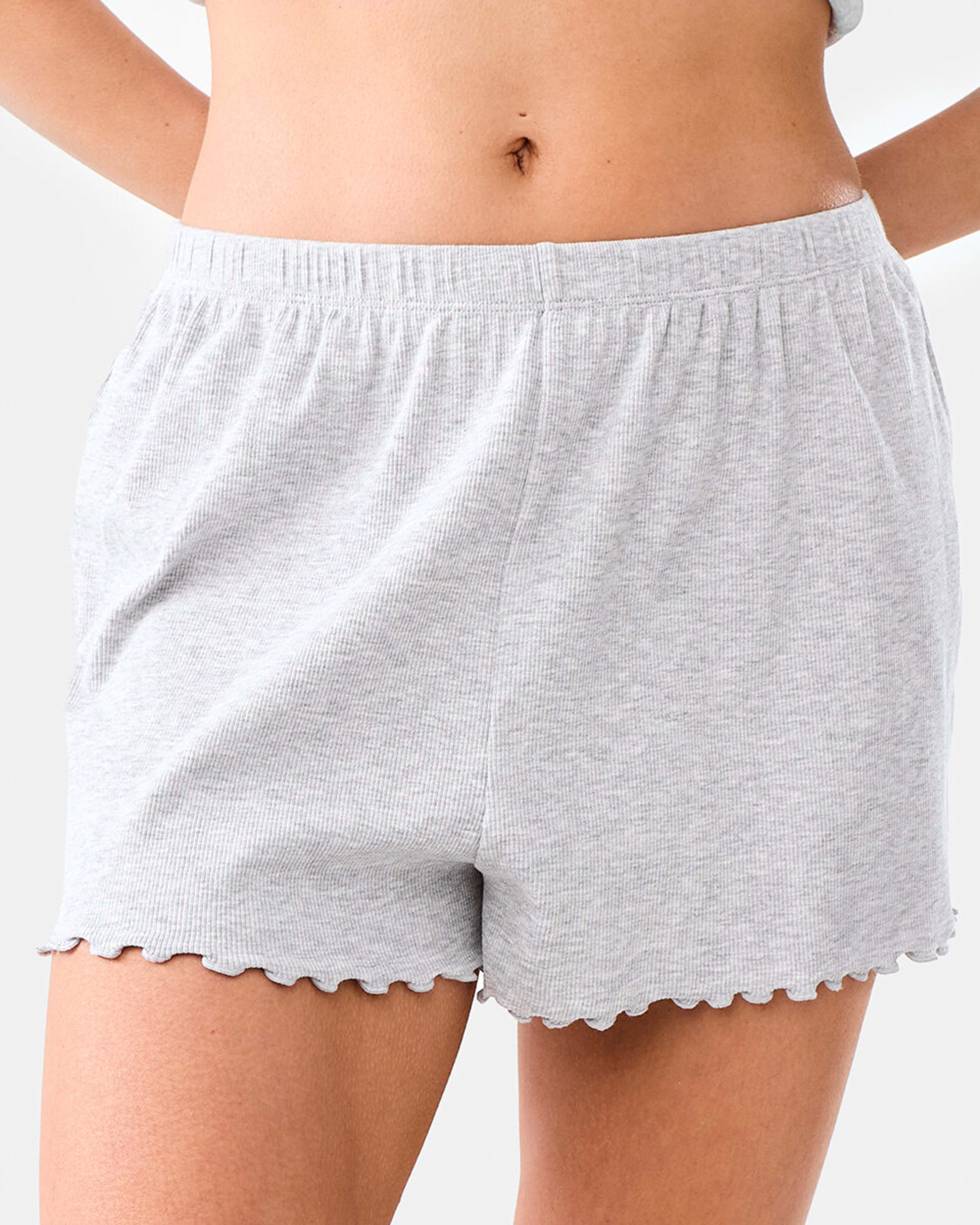 1 Sleep Rib Shorts Slvr Marle