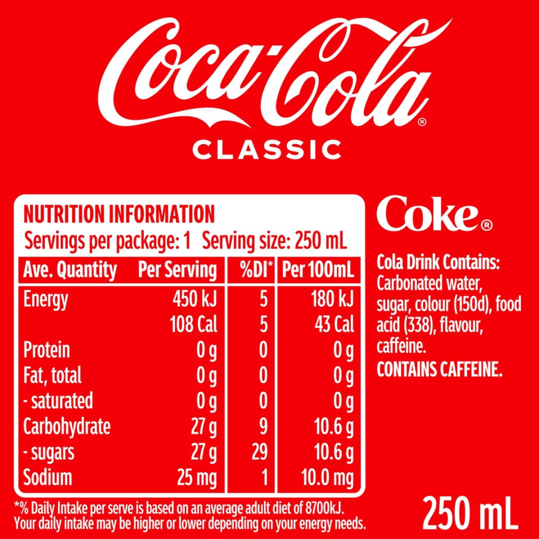 Coca-Cola Classic Soft Drink Can 250ml - Kmart