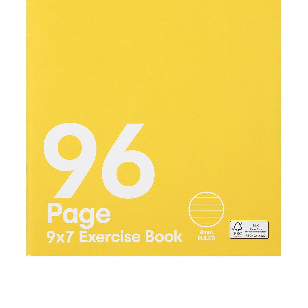 9in. x 7in. Exercise Book 96 Pages Kmart