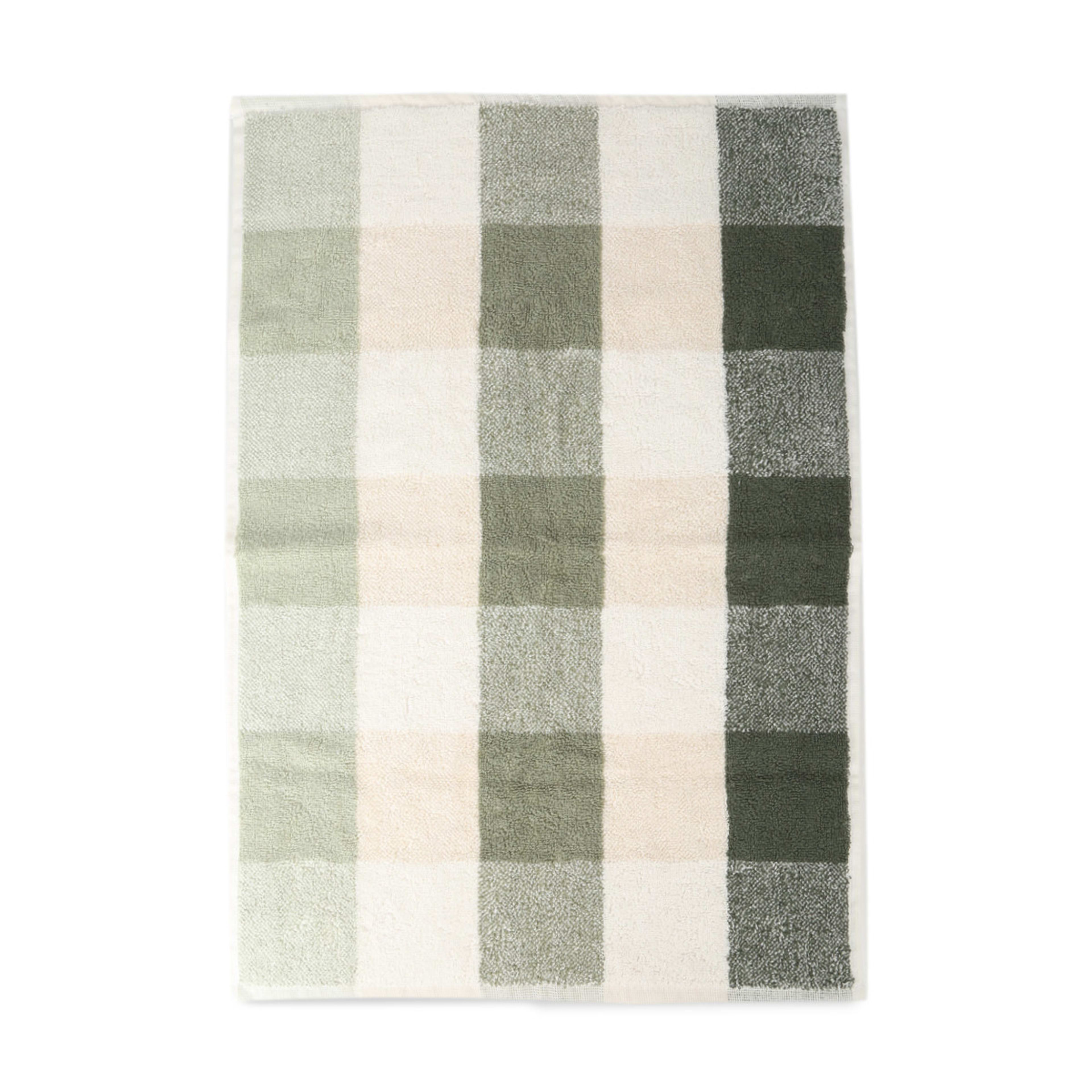 3 Gingham Cotton Hand Towel - Olive, 3 of 5