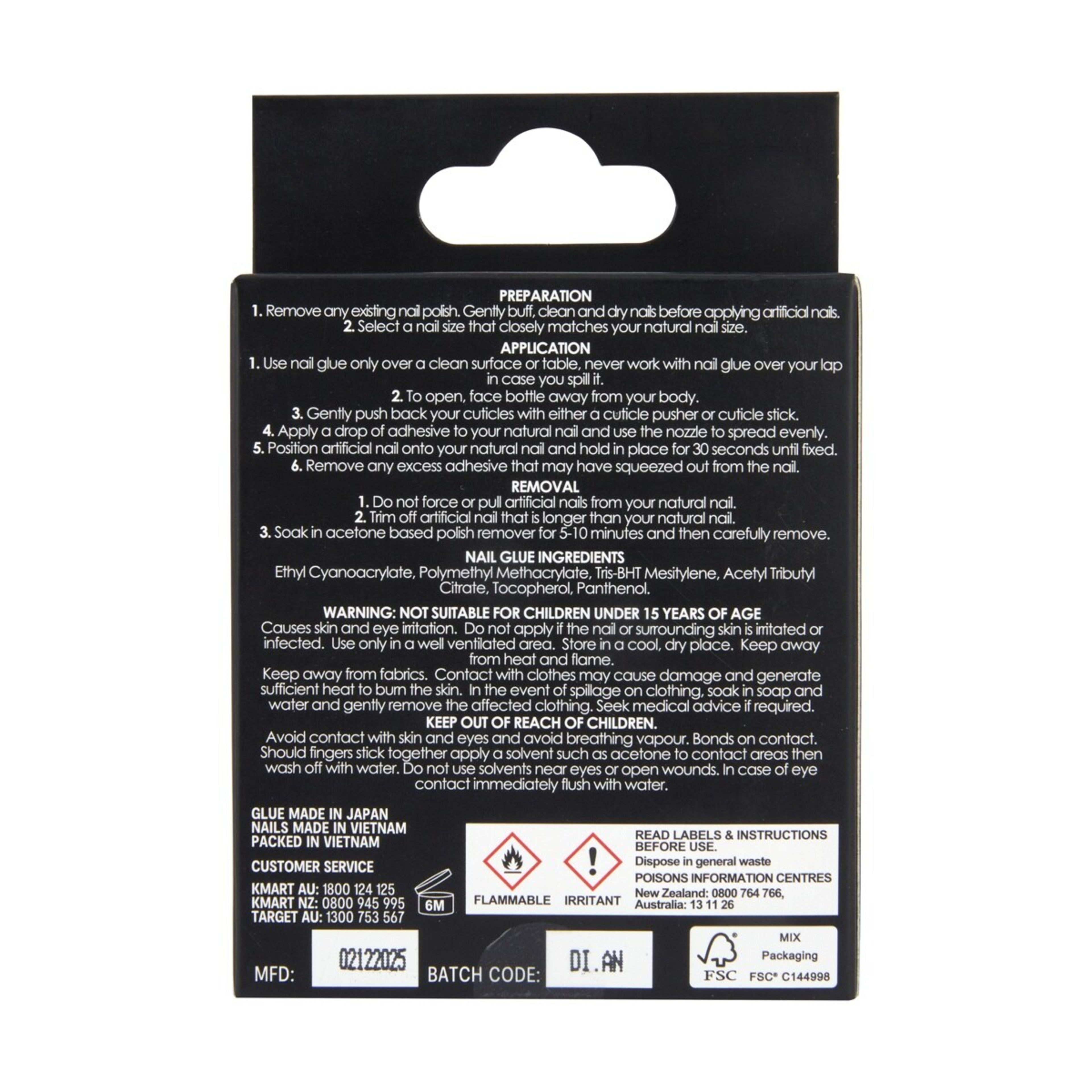 2 OXX Cosmetics 24 Pack Artificial Nails with Adhesive - Stiletto Shape, 3D Bow, 2 of 5