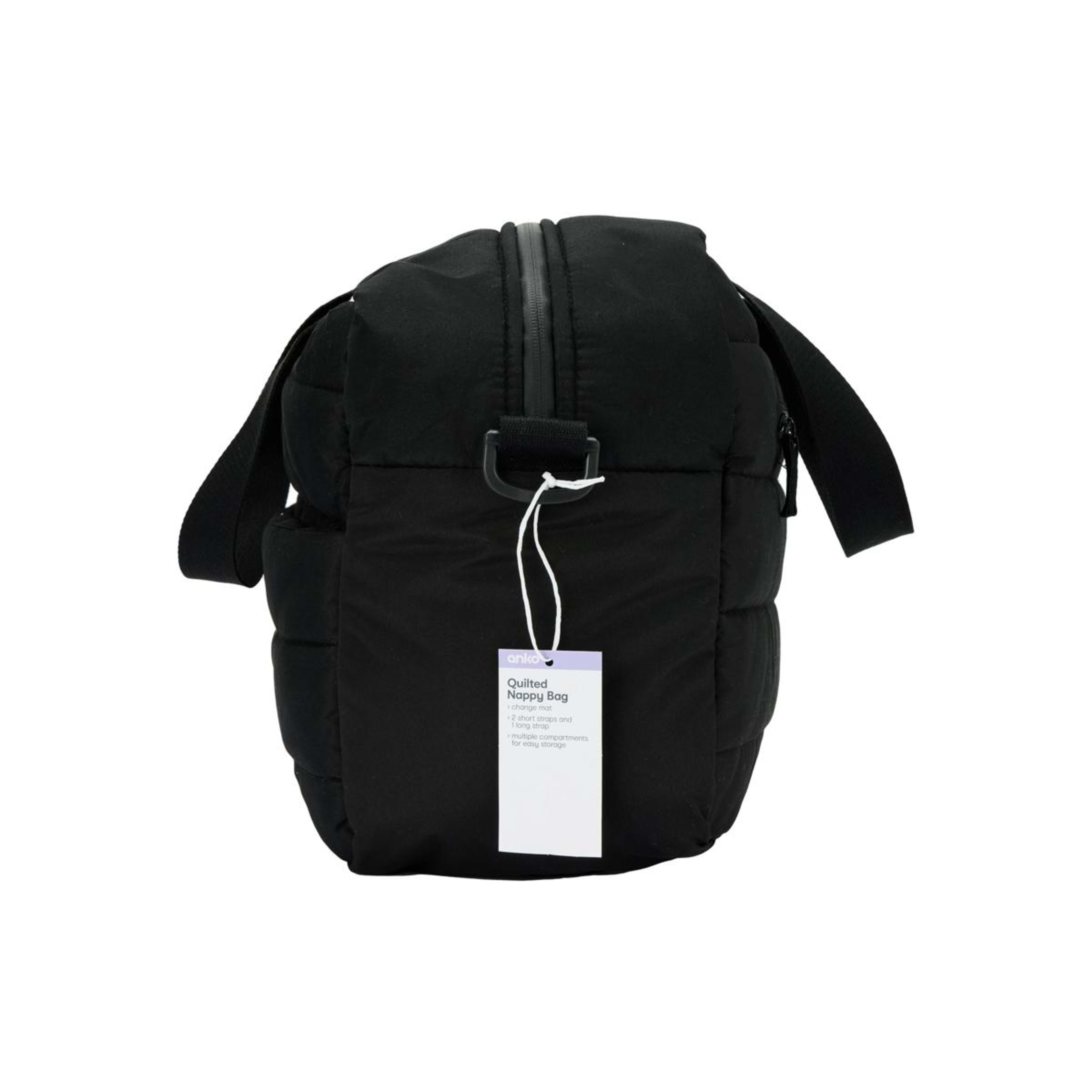 7 Quilted Nappy Bag - Black, 7 of 7