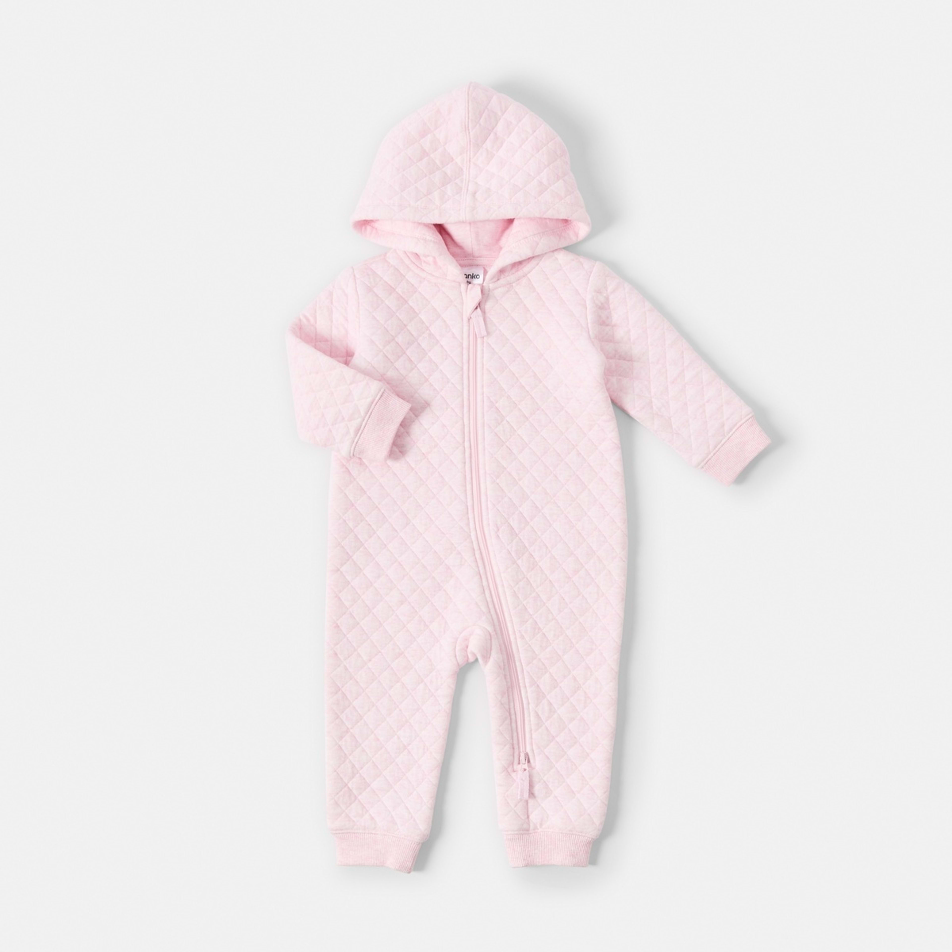 1 Quilted Pramsuit Pink Marle, 1 of 3