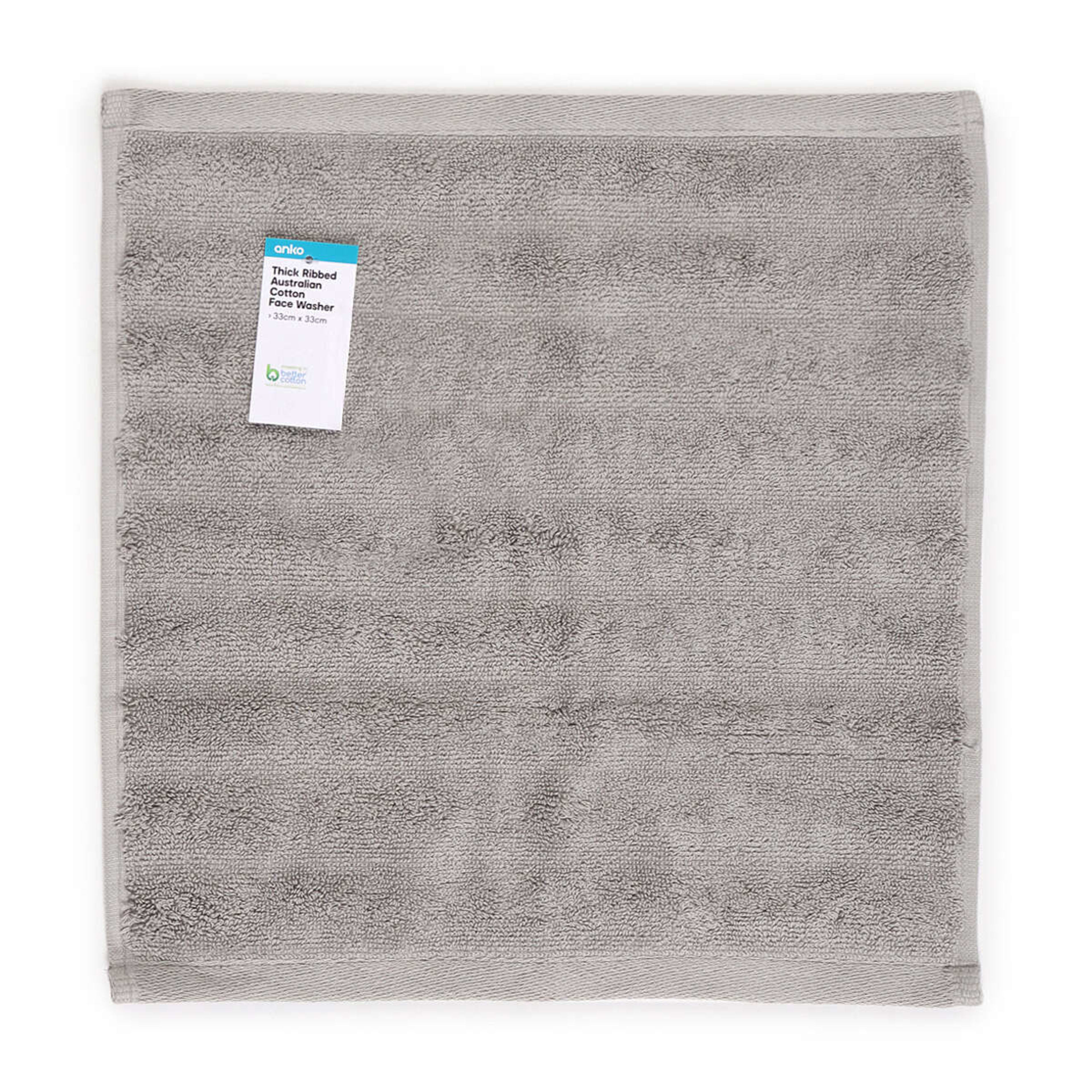 5 Thick Ribbed Australian Cotton Face Washer - Silver, 5 of 5