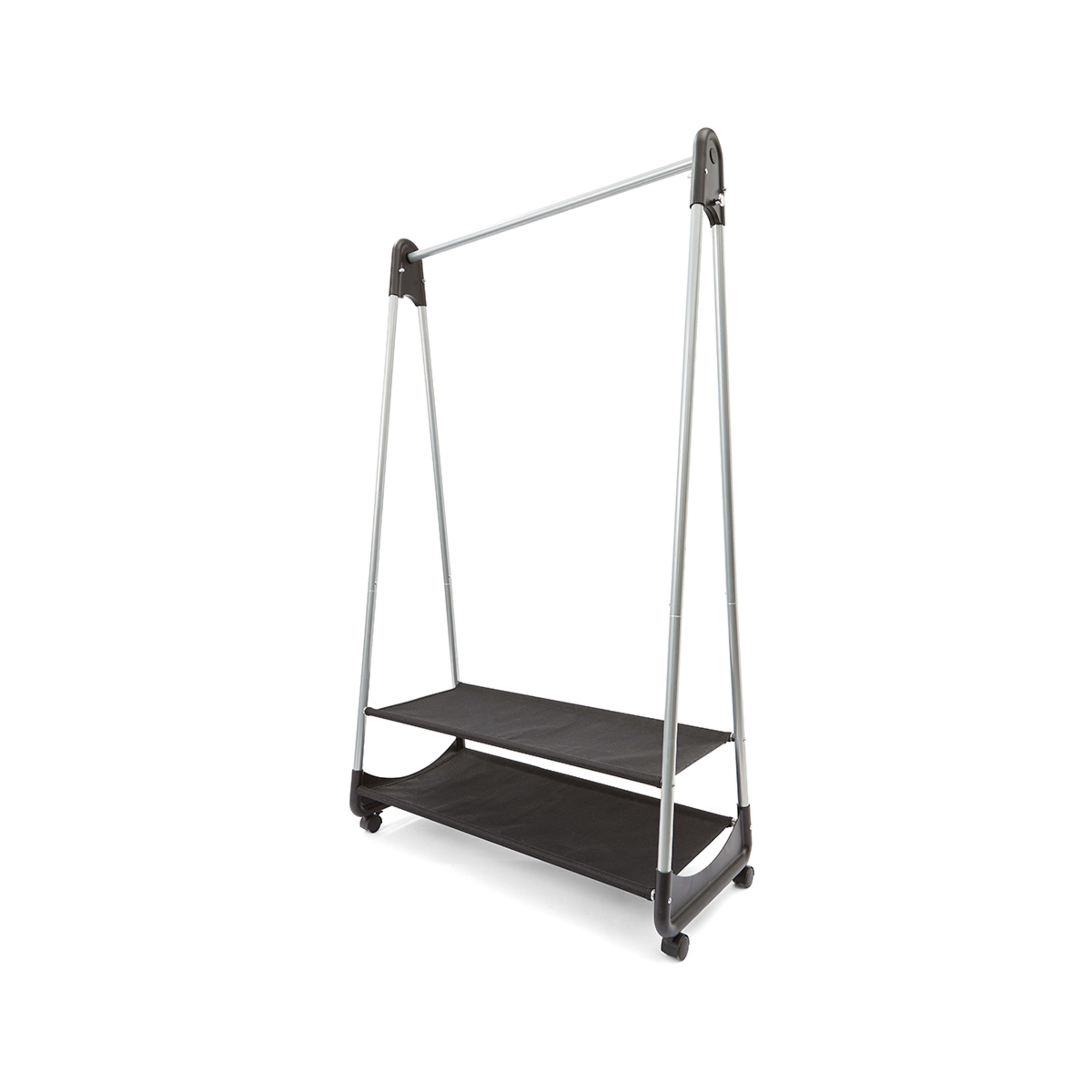 Side Extendable Garment Rack with 2 Shelves Kmart
