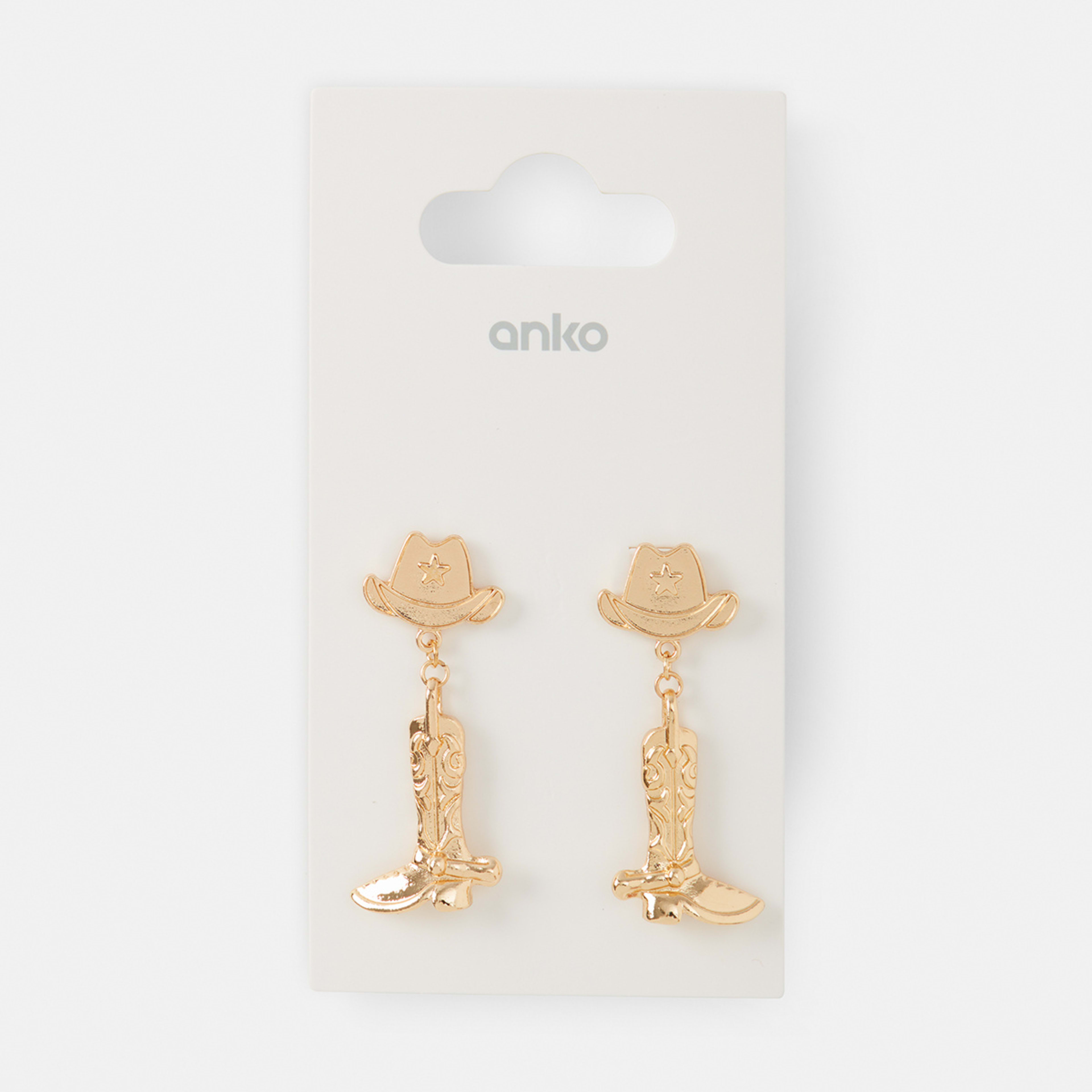 5 Cowgirl Boot Drop Earrings - Gold Tone, 5 of 5