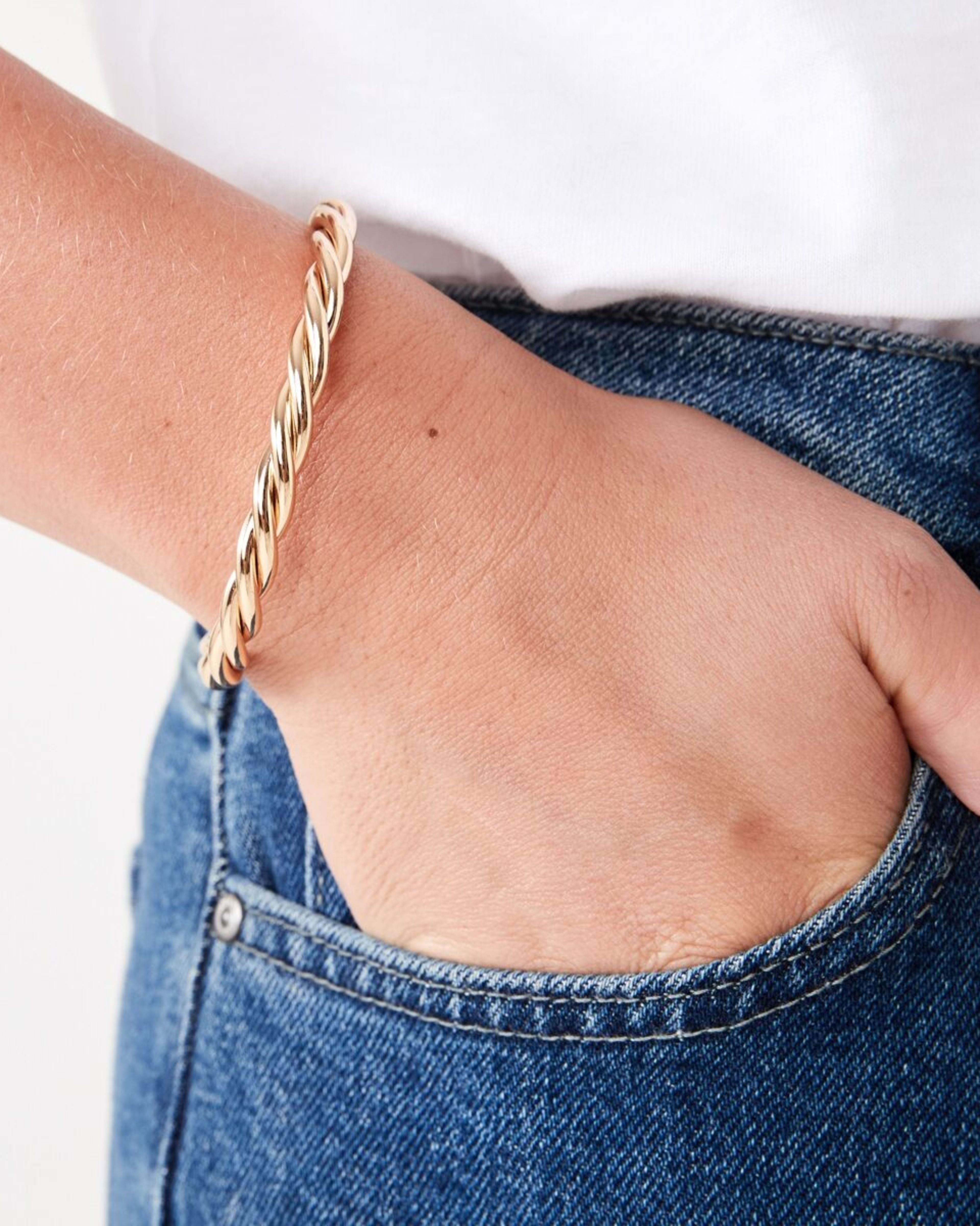3 Twist Cuff Bracelet - Gold Tone Gold, 3 of 4
