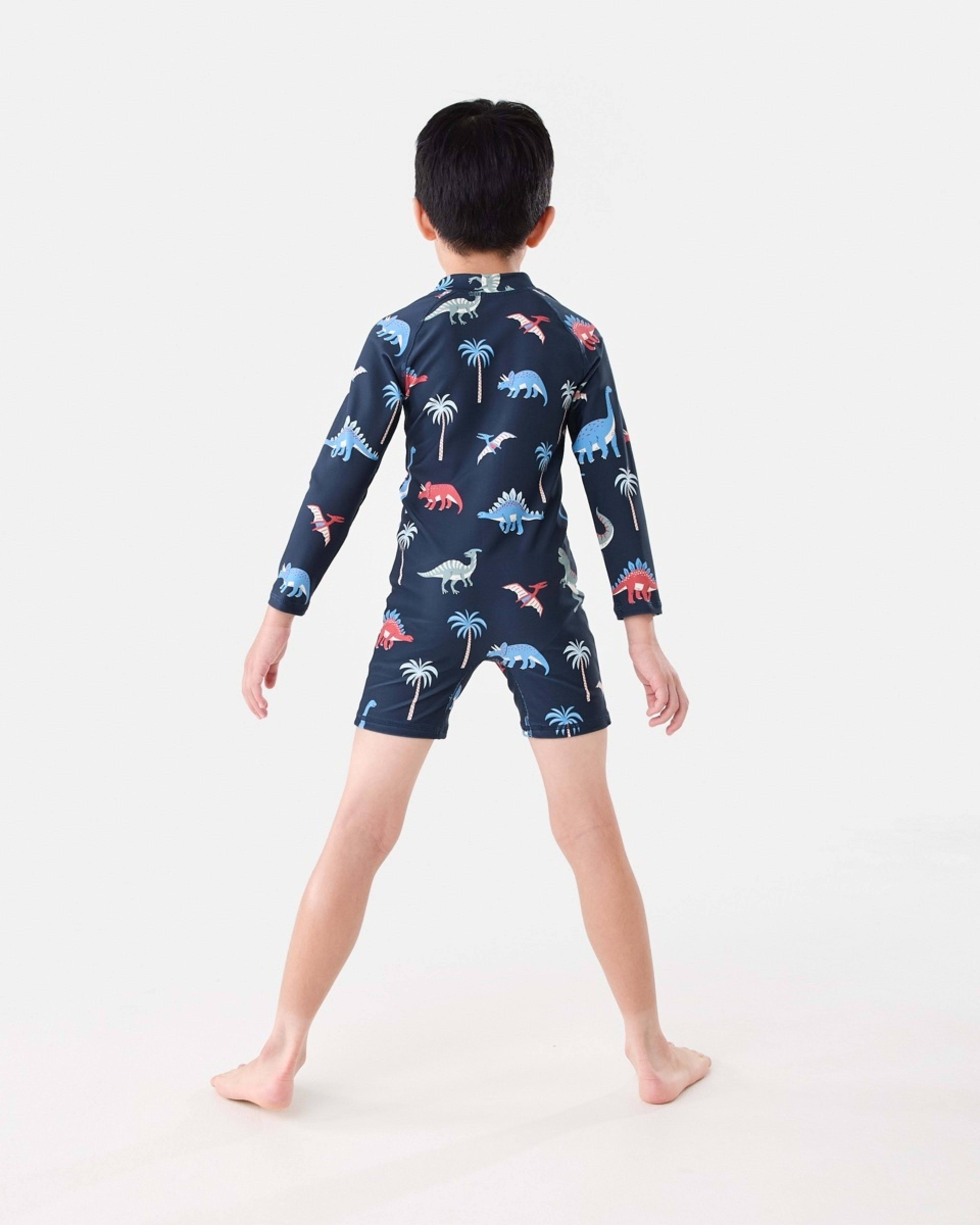 2 Long Sleeve Swimsuit Nvy Dino, 2 of 4