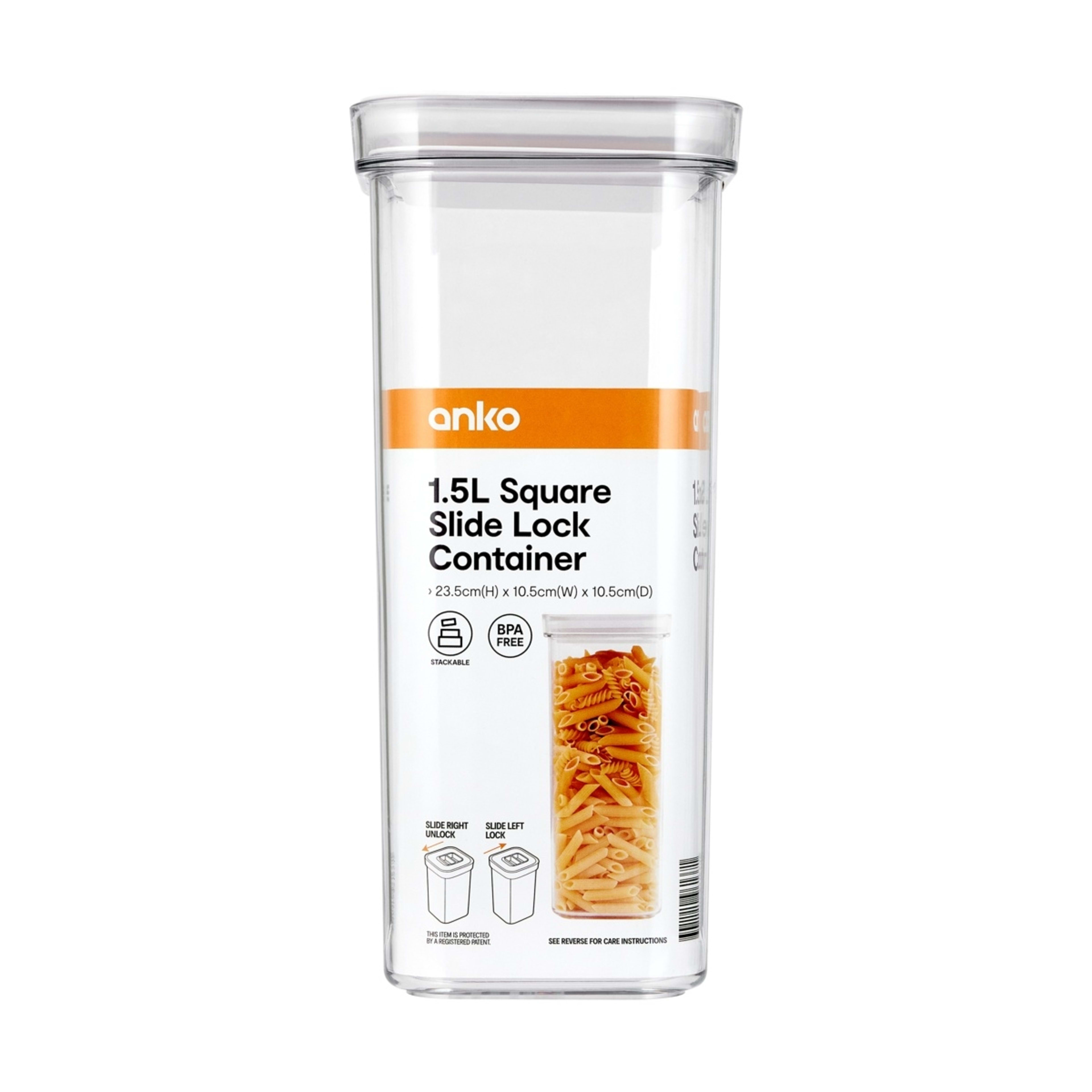 4 1.5L Square Slide Lock Container, 4 of 4