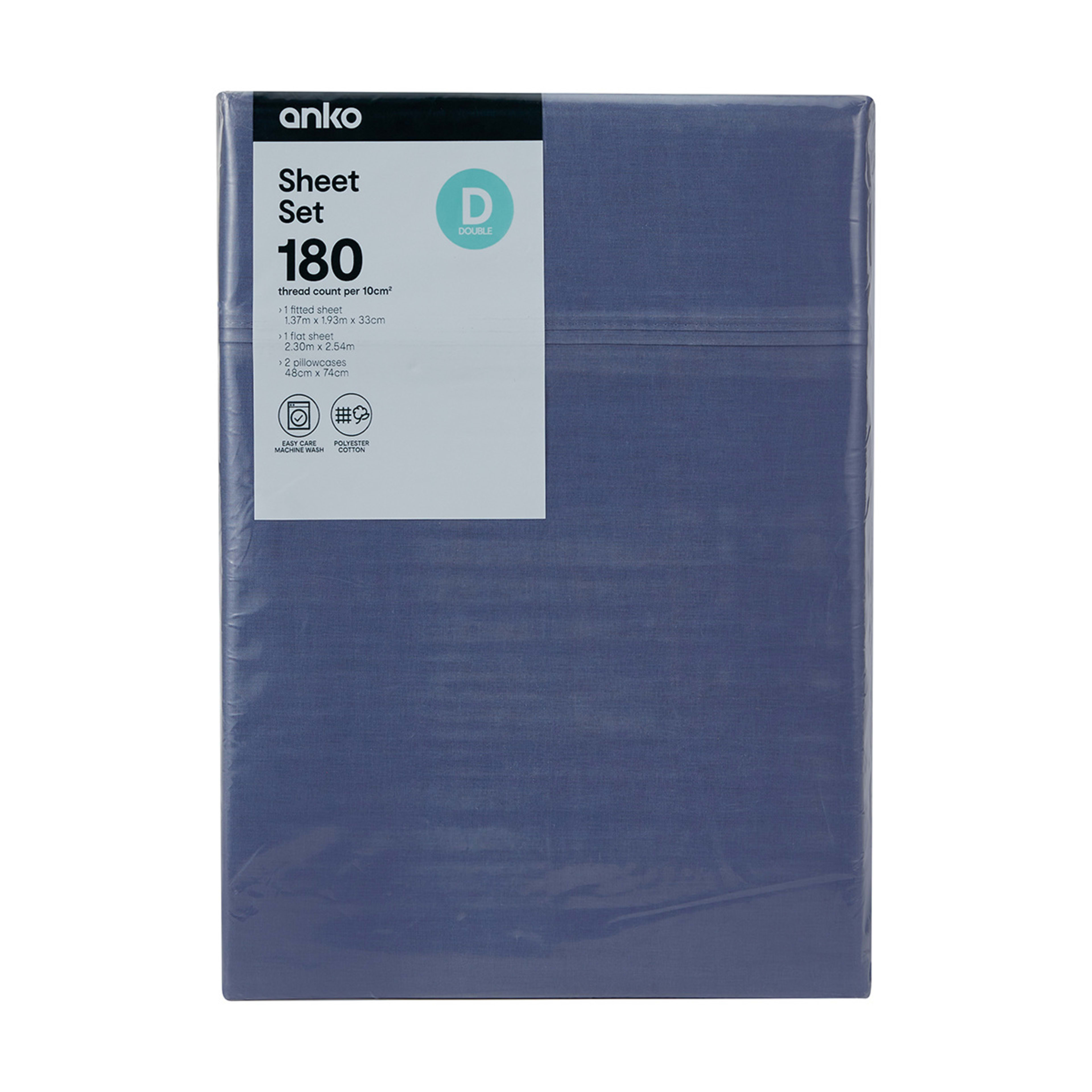 7 180 Thread Count Sheet Set - Double Bed, Mid Blue, 7 of 8